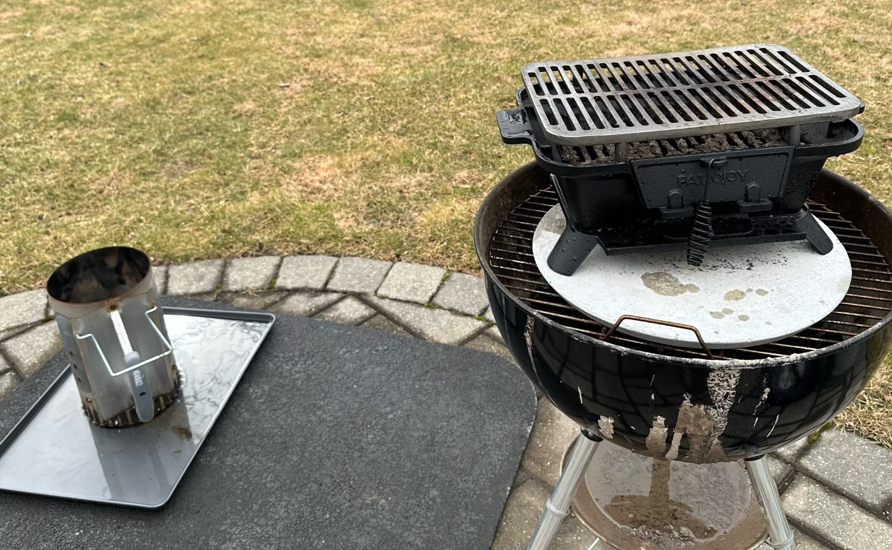 Giantex Portable Hibachi Grill, Double-sided Cast Iron Grill with Air Regulating Door & Fire Gate, Grate Lifter customer photo 1