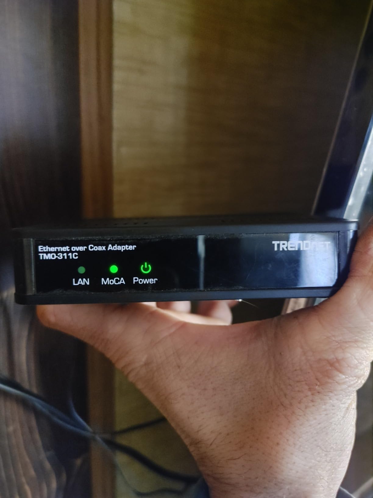 TRENDnet Ethernet Over Coax Adapter,(2-Pack), Backward Compatible with MoCA 2.0, Gigabit LAN Port, Supports Net Throughput Up to 1Gbps, Supports Up to 16 Nodes on One Network, Black, TMO-311C2K customer photo 1