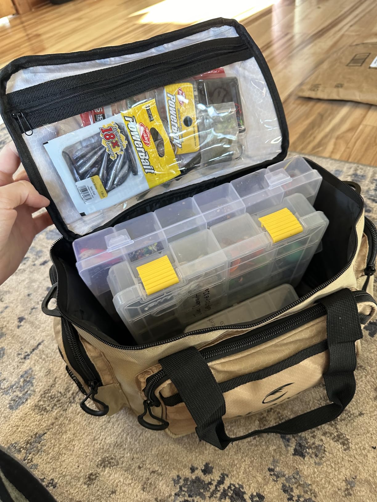 Calamus Fishing Tackle Bags - Fishing Bags for Saltwater or Freshwater Fishing - Rip-Stop PE - Padded Shoulder Strap -Orange customer photo 2