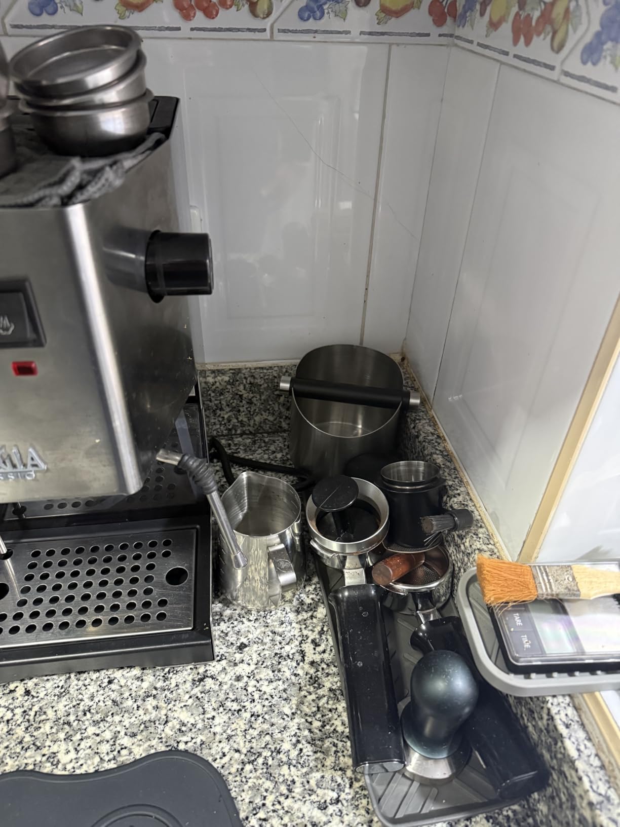 DIBTSA Espresso Knock Box, Stainless Steel Coffee Grounds Knock Box, With Removable Knock Bar and Non-Slip Rubber Base (Silver) customer photo 2