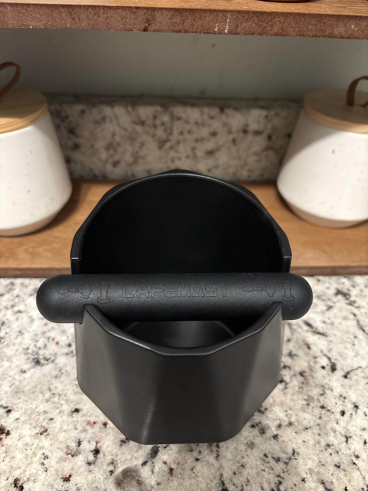 Coffee Knock Box Espresso Grounds - CAFEMASY Home Use Espresso Accessories Unique Design Diamond Shape Mini Knock Box with Espresso Cleaning Brush customer photo 1