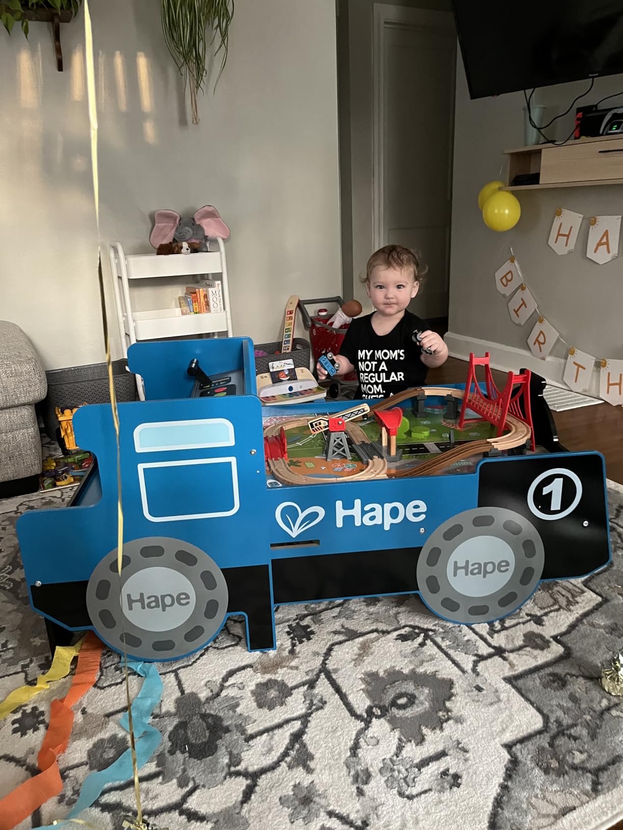 Hape Wooden Blue Foldable Ride-on Train Table customer photo 1