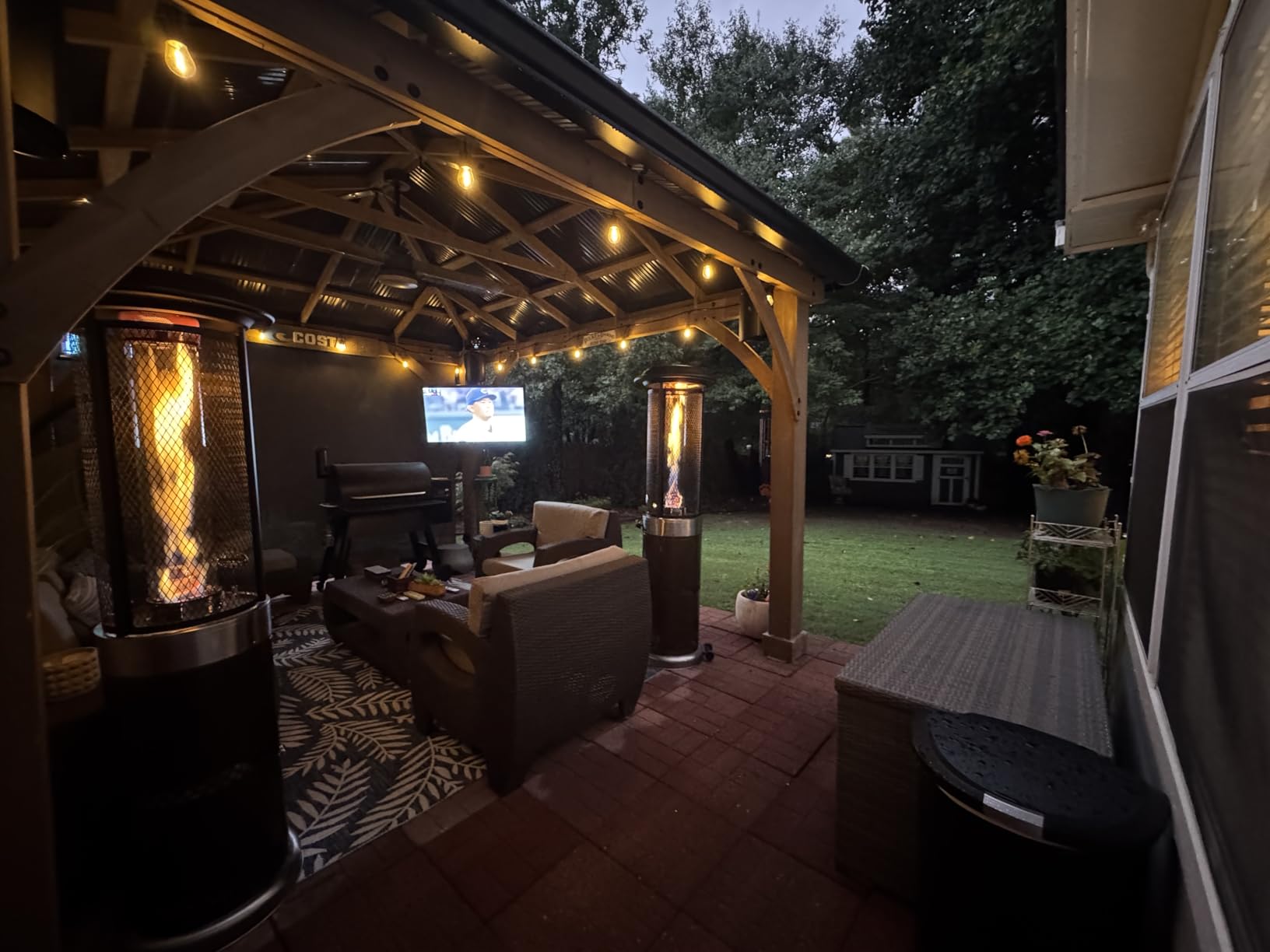 BALI OUTDOORS Propane Patio Heater, Stainless Steel Standing, 36,000 BTUs Portable Commercial Outdoor Gas Patio Heater with Glass Tube for Deck, Garden and Porch, Brown customer photo 1