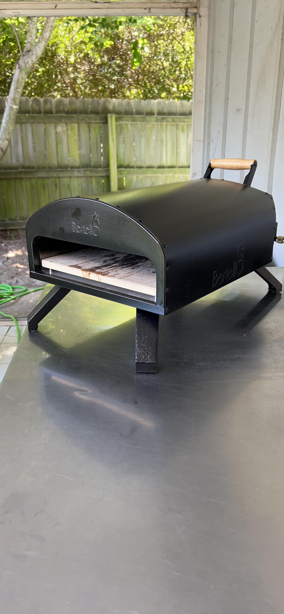 SimulFIRE Outdoor Pizza Oven Bundle - Wood Fire Portable 12 inch Brick Oven with Gas Burner, Peel, Wood Tray, Cover, & Thermometer - Portable Pizza Maker - As Seen on SHARK TANK customer photo 1