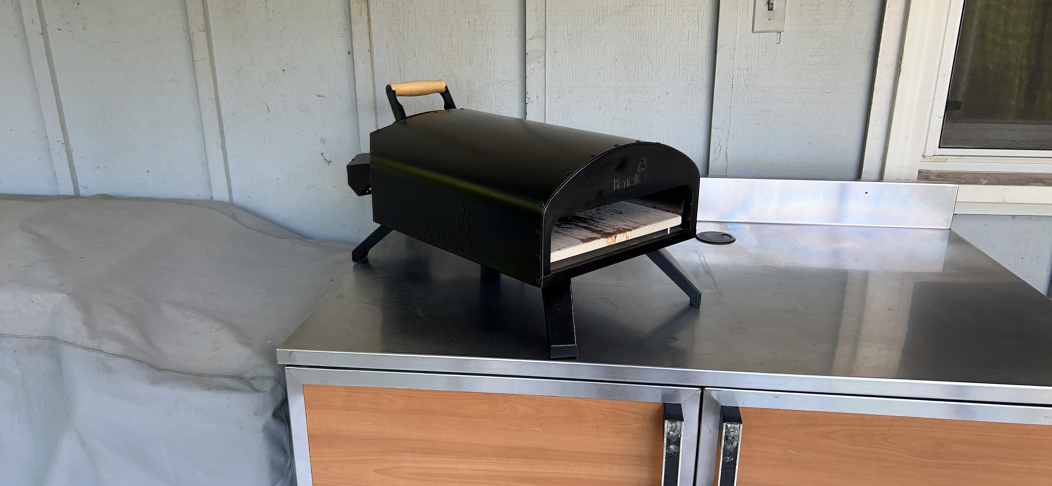 SimulFIRE Outdoor Pizza Oven Bundle - Wood Fire Portable 12 inch Brick Oven with Gas Burner, Peel, Wood Tray, Cover, & Thermometer - Portable Pizza Maker - As Seen on SHARK TANK customer photo 2