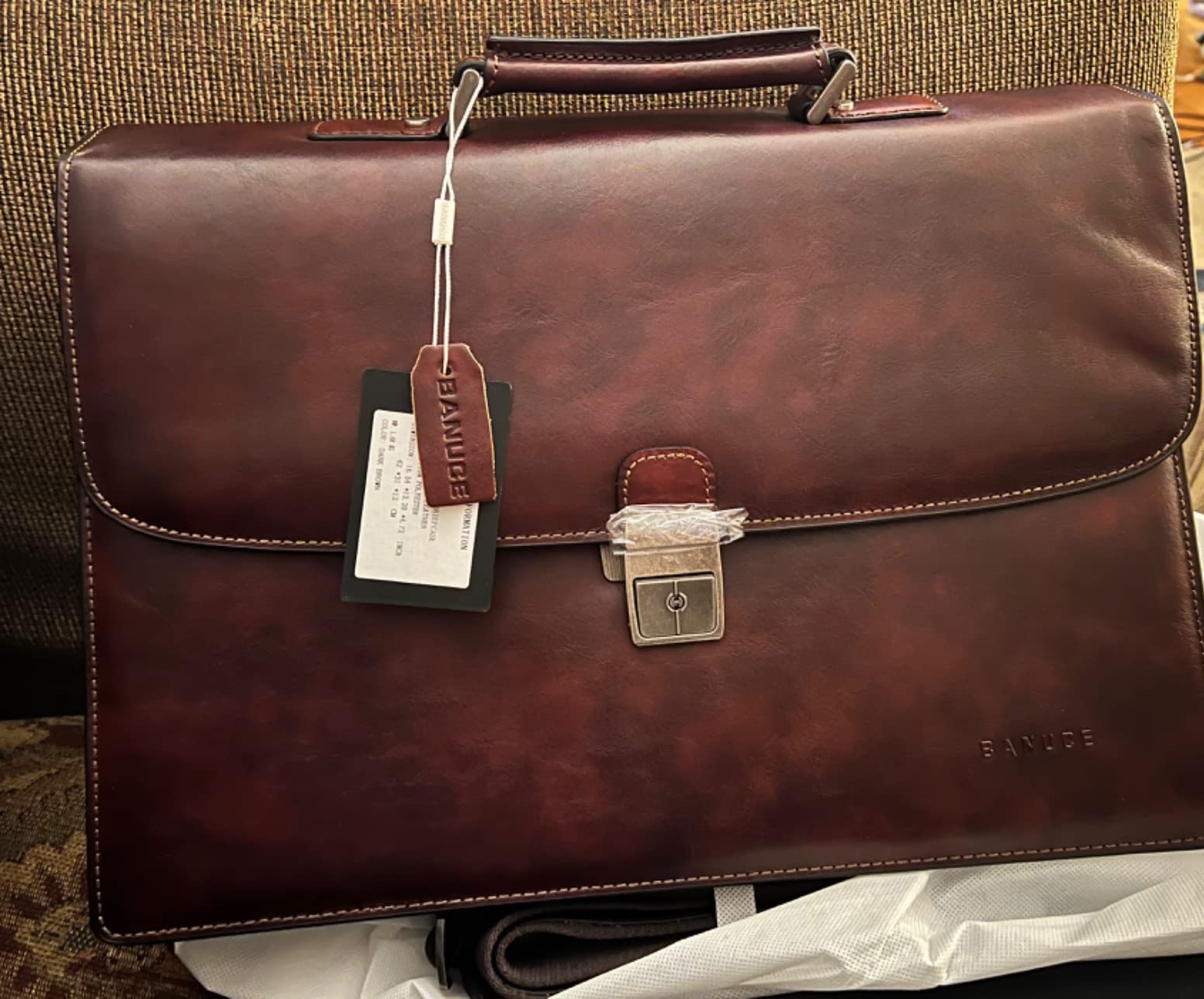 Banuce Italian Full Grain Leather Briefcase for Men 15.6 Inch Laptop Legal Attorney Lawyer Briefcase with Lock and with Luggage Strap customer photo 1