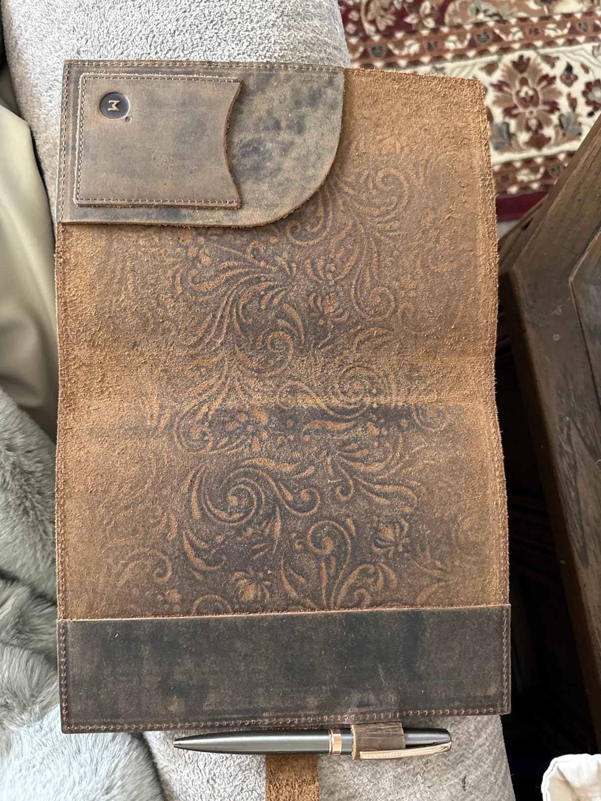 Moonster Leather Journal Refillable Notebook - Writing Journals for Women, Mens Cover with Pen, Bound Lined Paper A5 Travelers Diary, Dark Brown customer photo 2