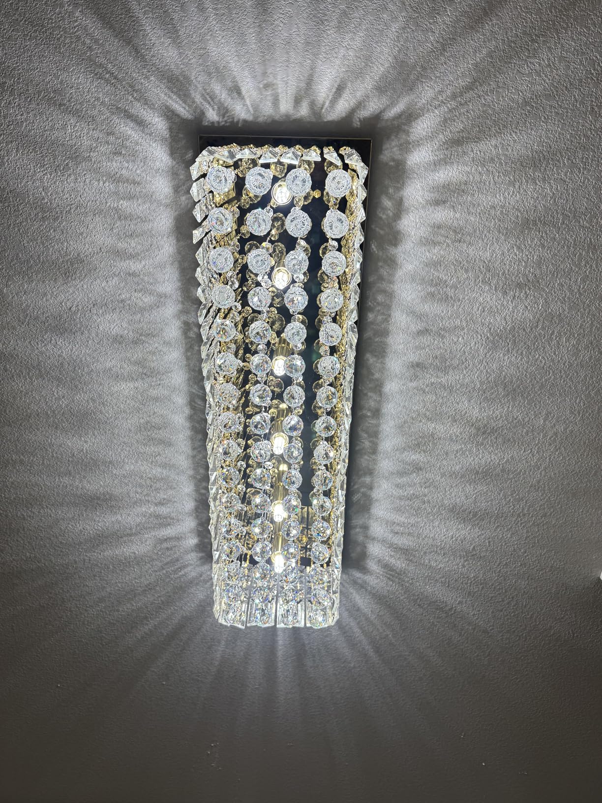 Siljoy Rectangular Gold Crystal Chandelier for Dining Room, 10-Light Modern Rectangle K9 Crystal Raindrop Chandelier, Luxury Dimmable Crystal Ceiling Light for Living Room Kitchen Island L47'' customer photo 2