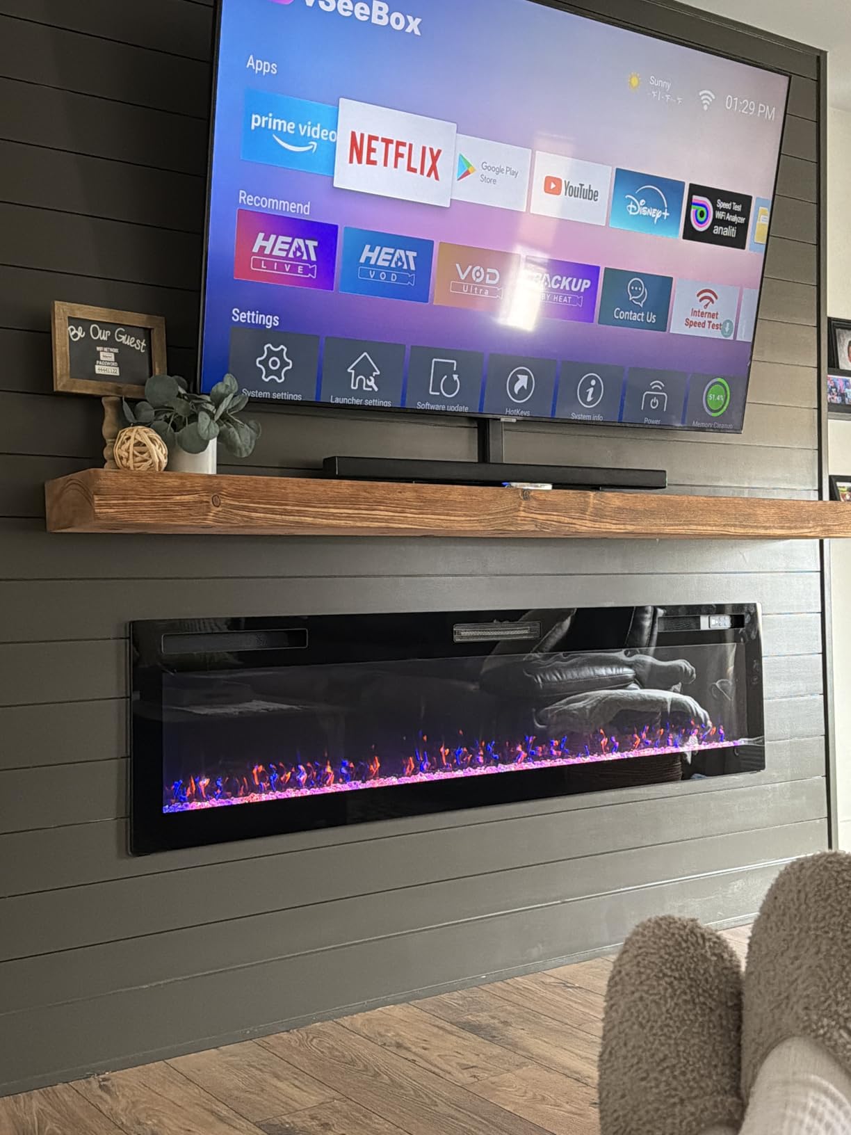 BOSSIN 72 inch Ultra-Thin Silence Linear Electric Fireplace, Recessed Wall Mounted Fireplace, Fit for 2 x 4 and 2 x 6 Stud, 12 Adjustable Flame Color & Speed,Touch Screen Remote Control with 8h Timer customer photo 1