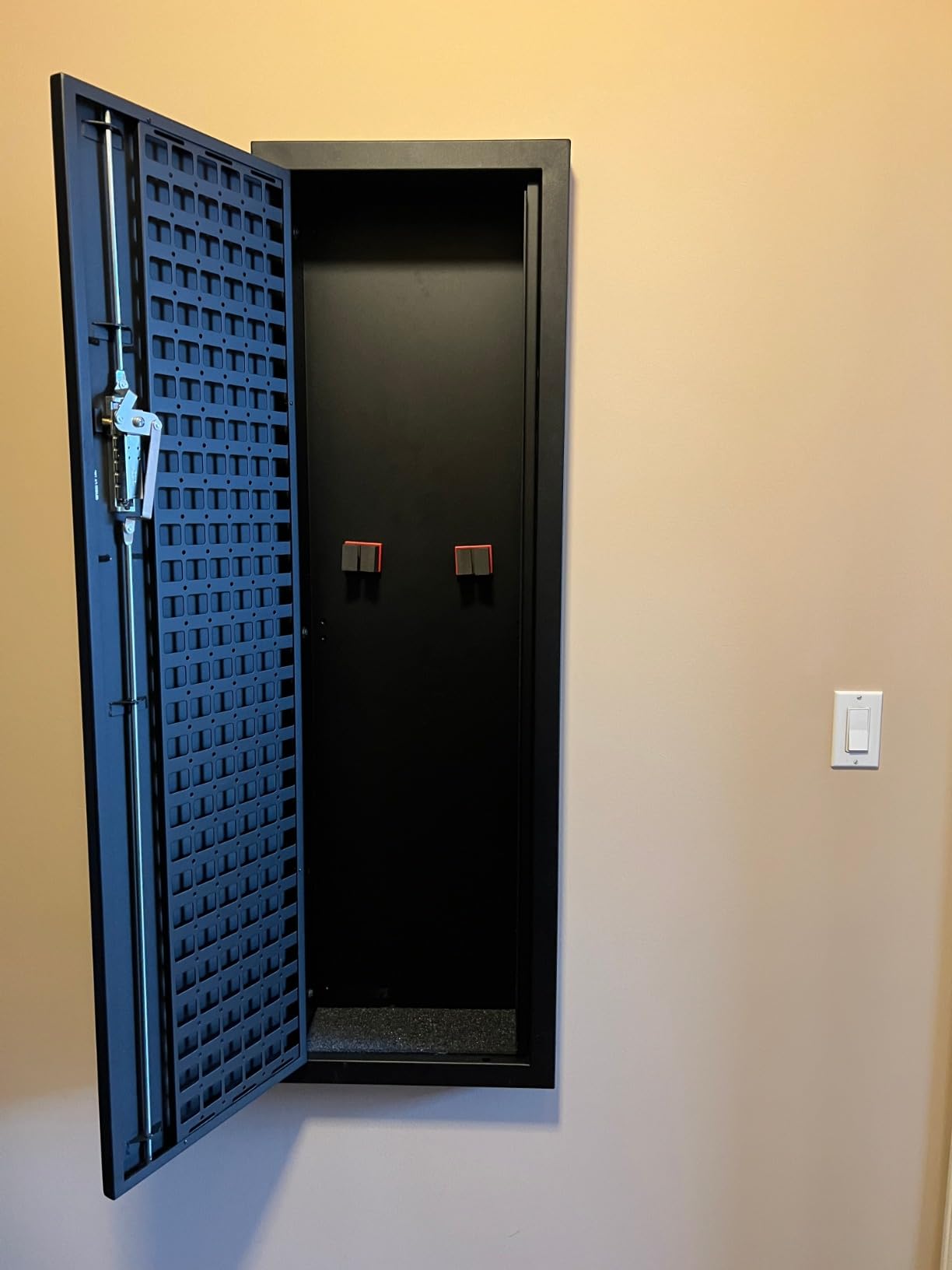 Tactical Closet Vault Flat Black in Wall Gun Safe and Tactical Gear Safe - This Safe Provides Security for Firearms, Simplex Lock - Fits Between Wall Studs - Ideal for Home or Office customer photo 2