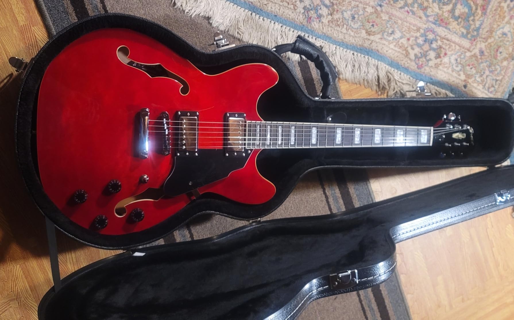Grote Full Scale Electric Guitar Semi-Hollow Body Guitar Stainless Steel Frets (Natural) customer photo 2