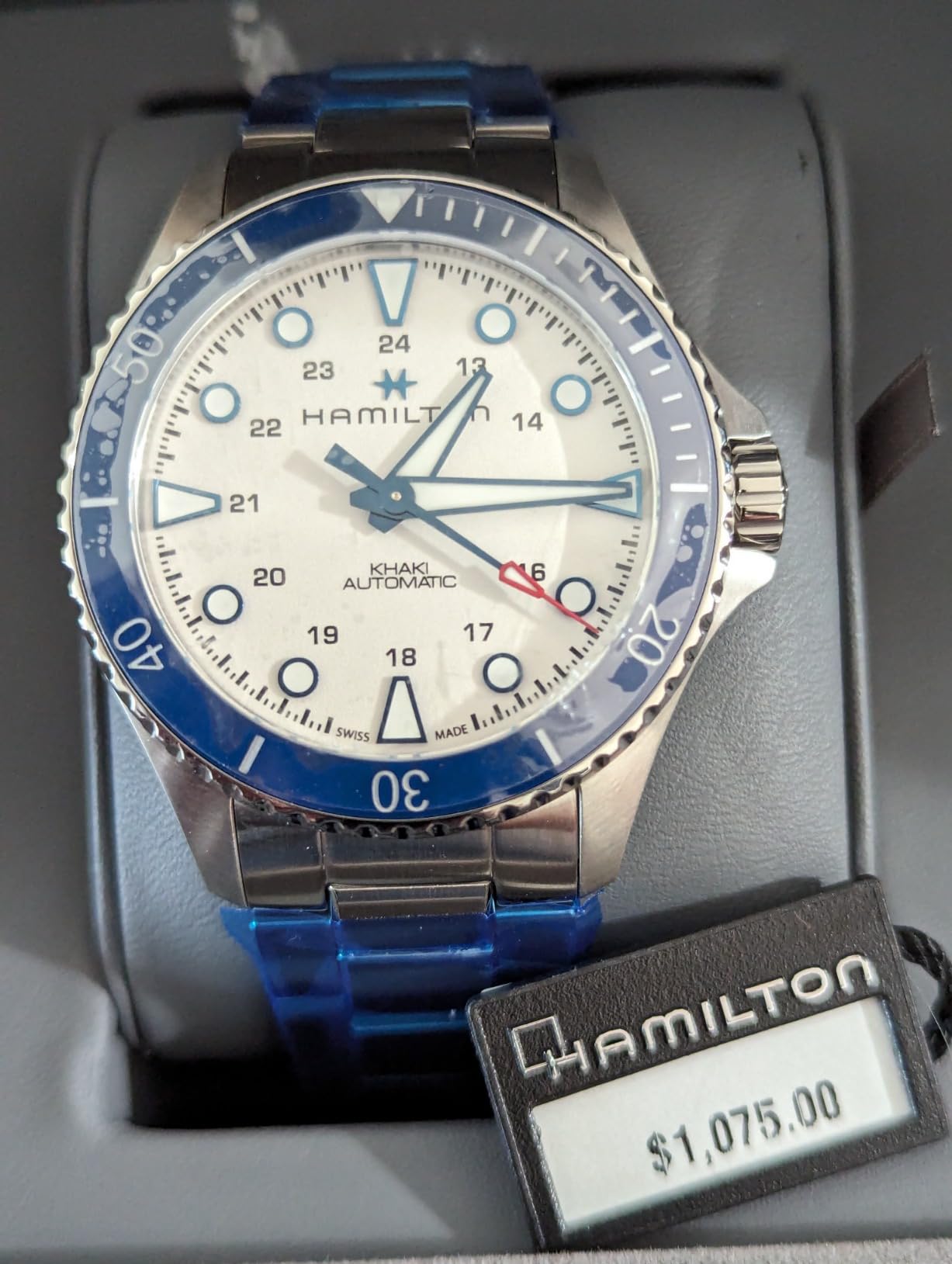 Hamilton Khaki Navy Automatic Men's Watch, 43mm Stainless Steel Case, Swiss Made, Silver Dial Analog Wrist Watch for Men, 300m Waterproof, Sapphire Crystal customer photo 1
