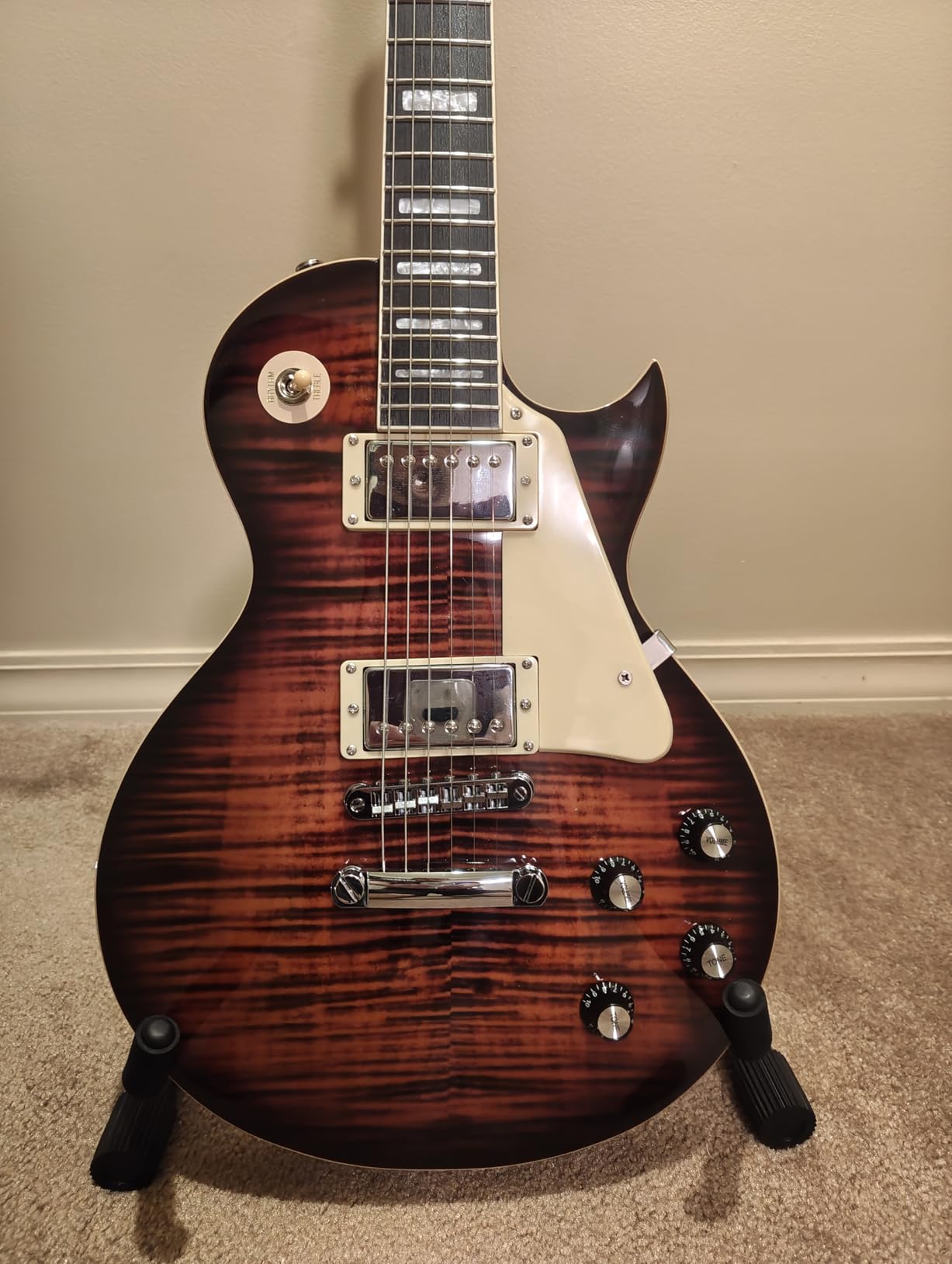 Electric Guitar Solid Body LPYS-006 Maple Neck, Stainless Steel Frets, Ideal for All Levels, with Gigbag(Black) customer photo 1