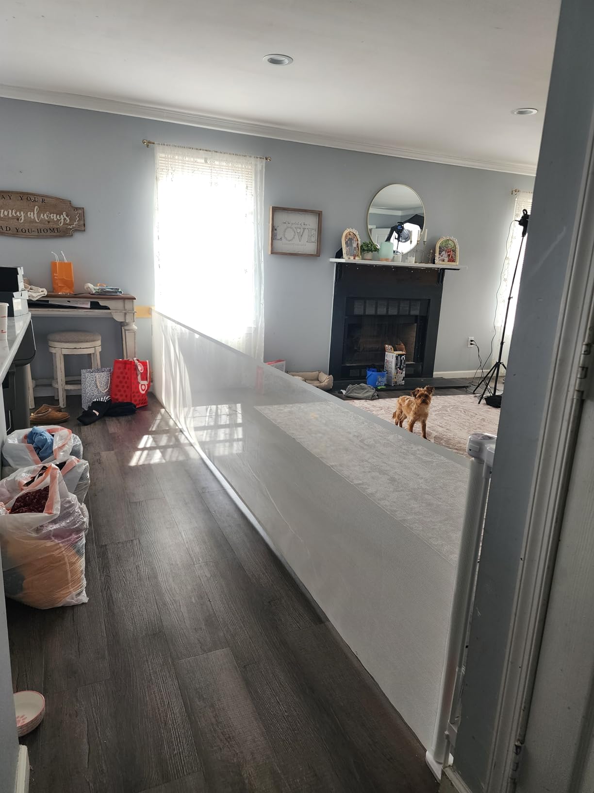 Mom's Choice Awards Winner - 110 Inch Extra Wide Baby Gate for Large Openings Retractable Baby Gates Indoor Outdoor Extra Long Dog Gate for Doorway Stair Gates for Kids or Pets Extra Large Dog Gate customer photo 2
