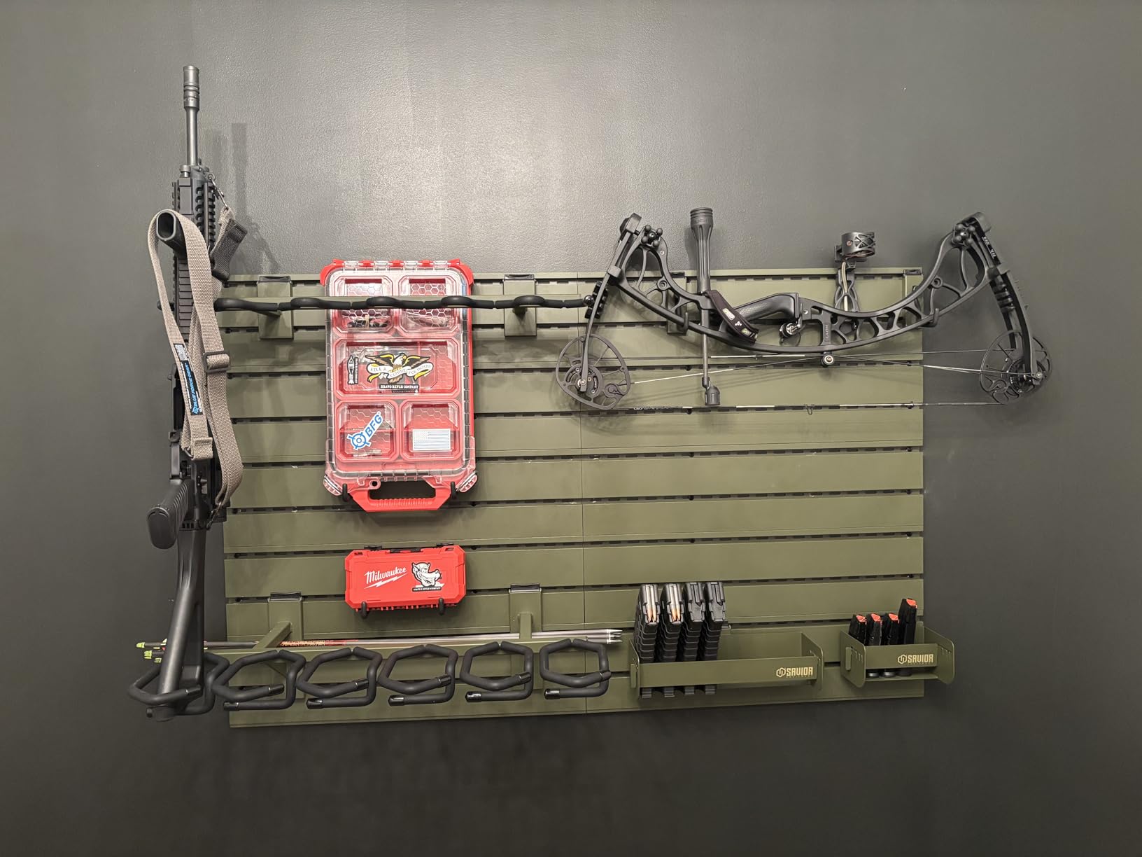 Savior Equipment Wall Rack System Heavy-Duty Steel Tactical Rifle Carbine Shotgun Handgun Storage Wall Mount, Modular Firearms Gun Wall Gear Accessories Organizer, Holds up to 6 Rifles & 6 Pistols customer photo 1