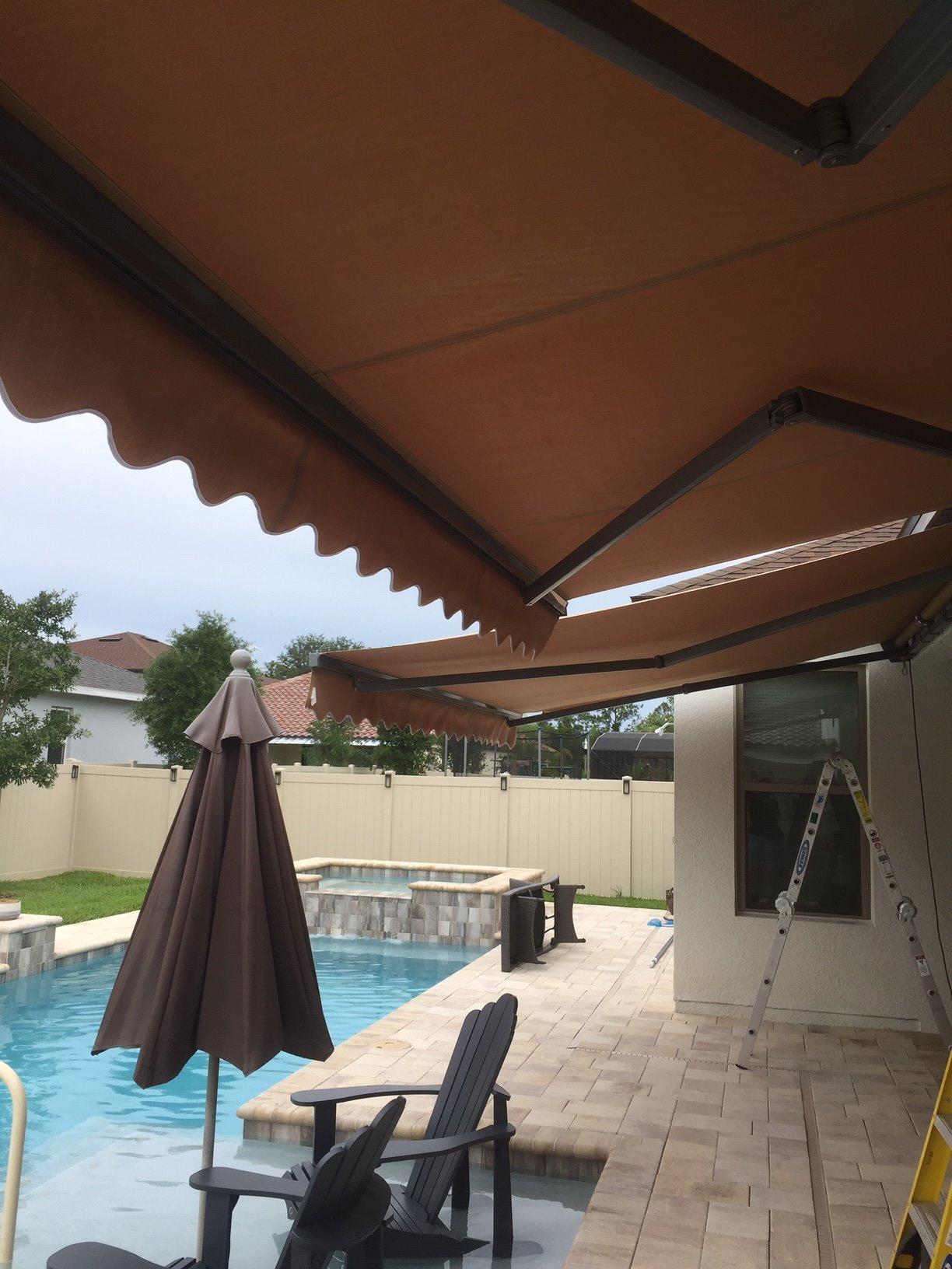 ADVANING Classic Series 12'X10' Electric Retractable Awning, 100% Acrylic UV+ Sun Shade Canopy, Light Taupe (Solid), EA1210-A013H customer photo 1