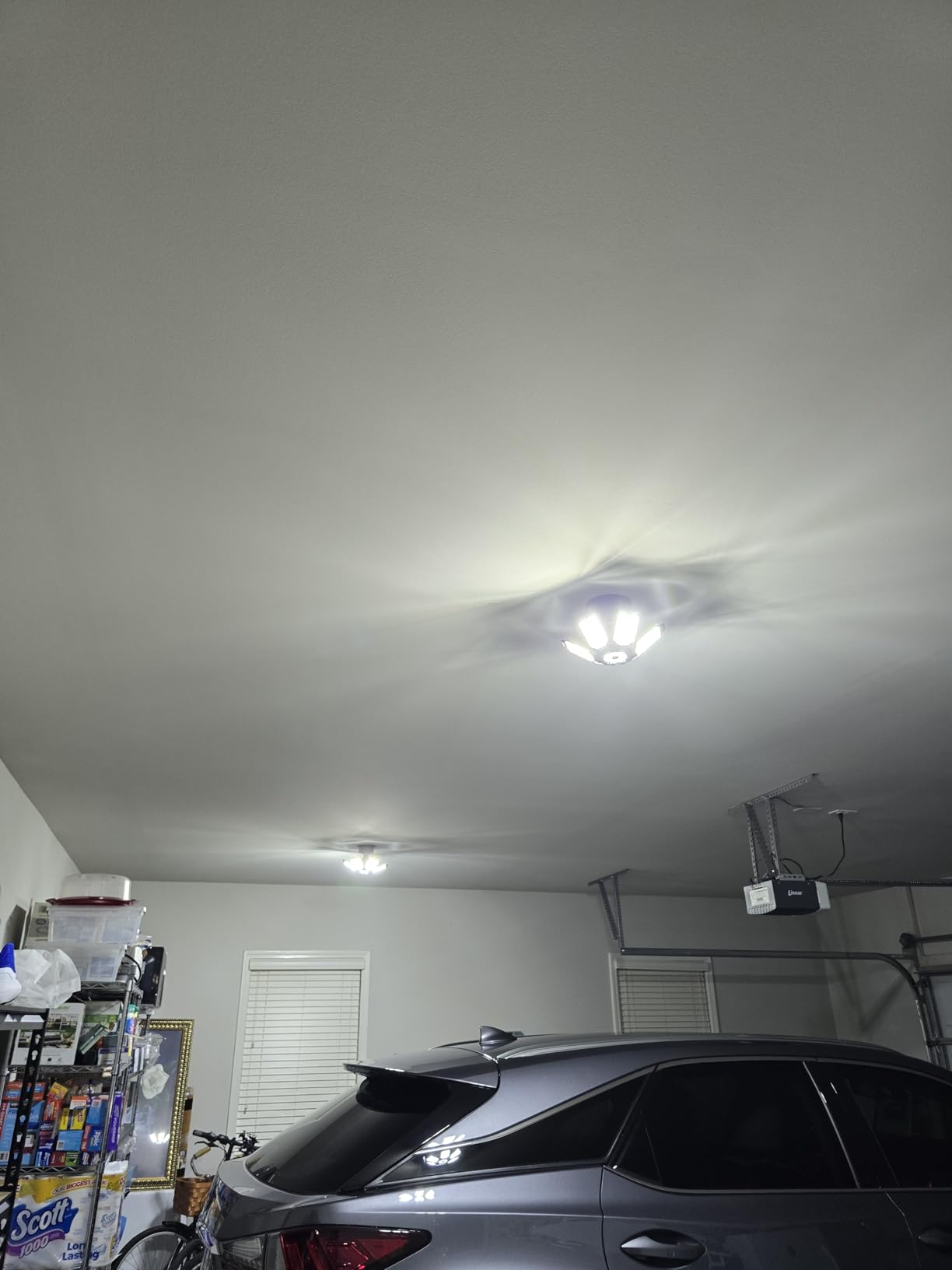 Adiding LED Garage Light 2 Pack, Super Bright 20000Lm Basement Ceiling Lighting w/ 6+1 Deformable Panels Screw in E26 Bulb Base Socket for Workshop Attic Warehouse Utility Laundry Storage Area customer photo 2