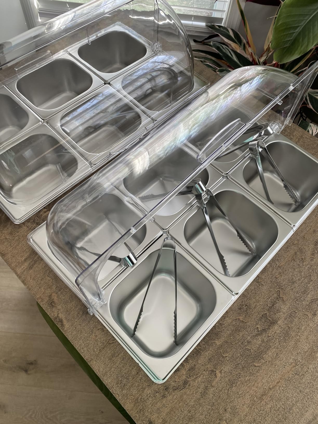 Cold Food Buffet Server 9.6Qt (6 Pans×1.6Qt) with Ice Packs for Salad Pizza Sauce Colded Serving Trays Condiments Containers for Parties Buffet customer photo 1