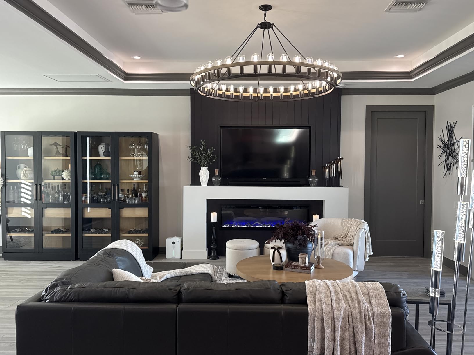 Wagon Wheel Chandelier 2 Tier 54-Light 60-inch, Farmhouse Industrial Chandelier Black Rustic Pendant Light Fixture Extra Large for High Ceilings, Living Room Foyer customer photo 1