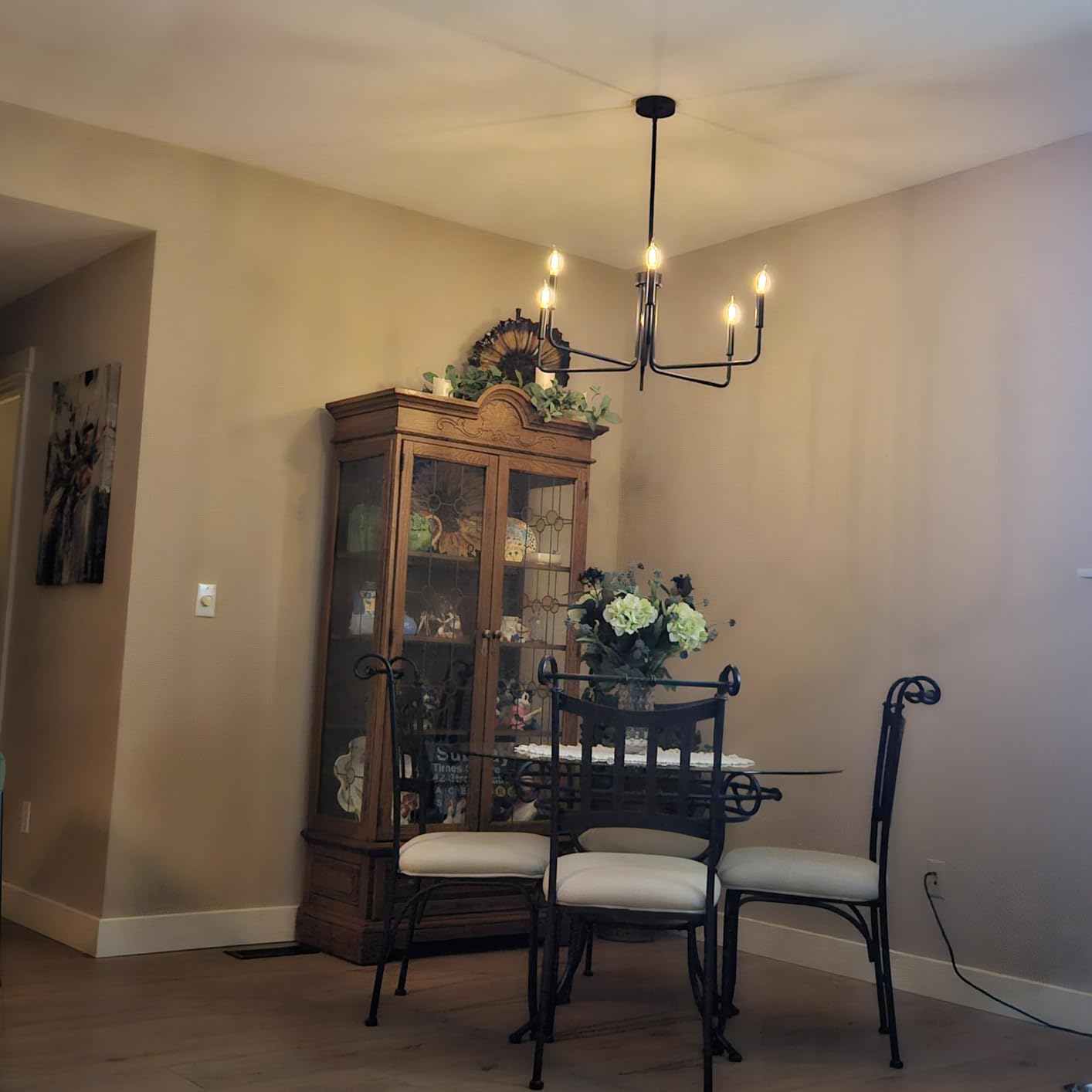 Black Chandelier, 6-Light Farmhouse Chandelier for Dining Room Lighting Fixtures Hanging, Industrial Modern Chandelier for Bedroom, Foyer, Hall, Kitchen, Living Room and Entryway customer photo 1