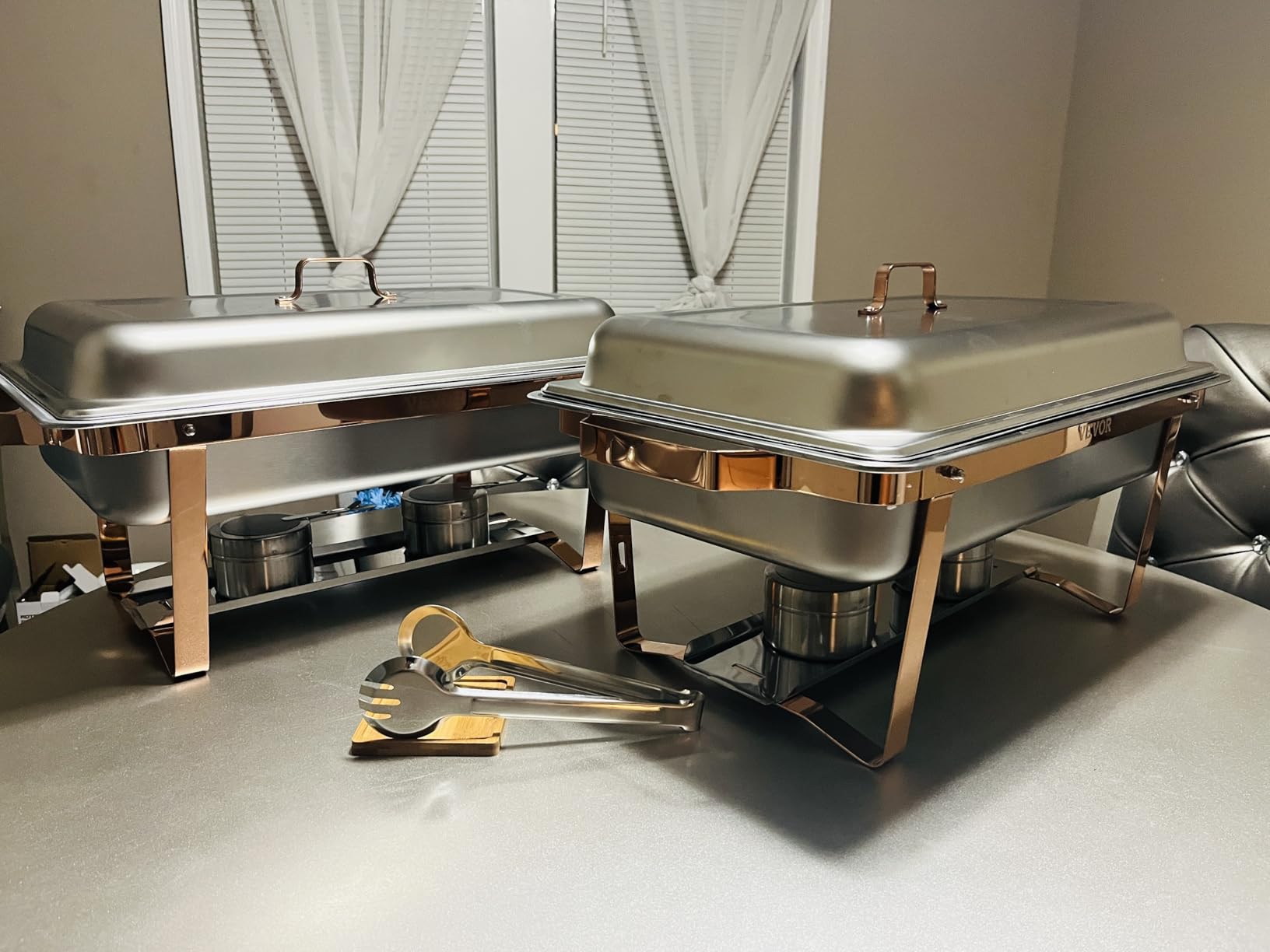 VEVOR Chafing Dish Buffet Set, 8 Qt 2 Pack, Stainless Steel Chafer with Full Size Pans customer photo 2