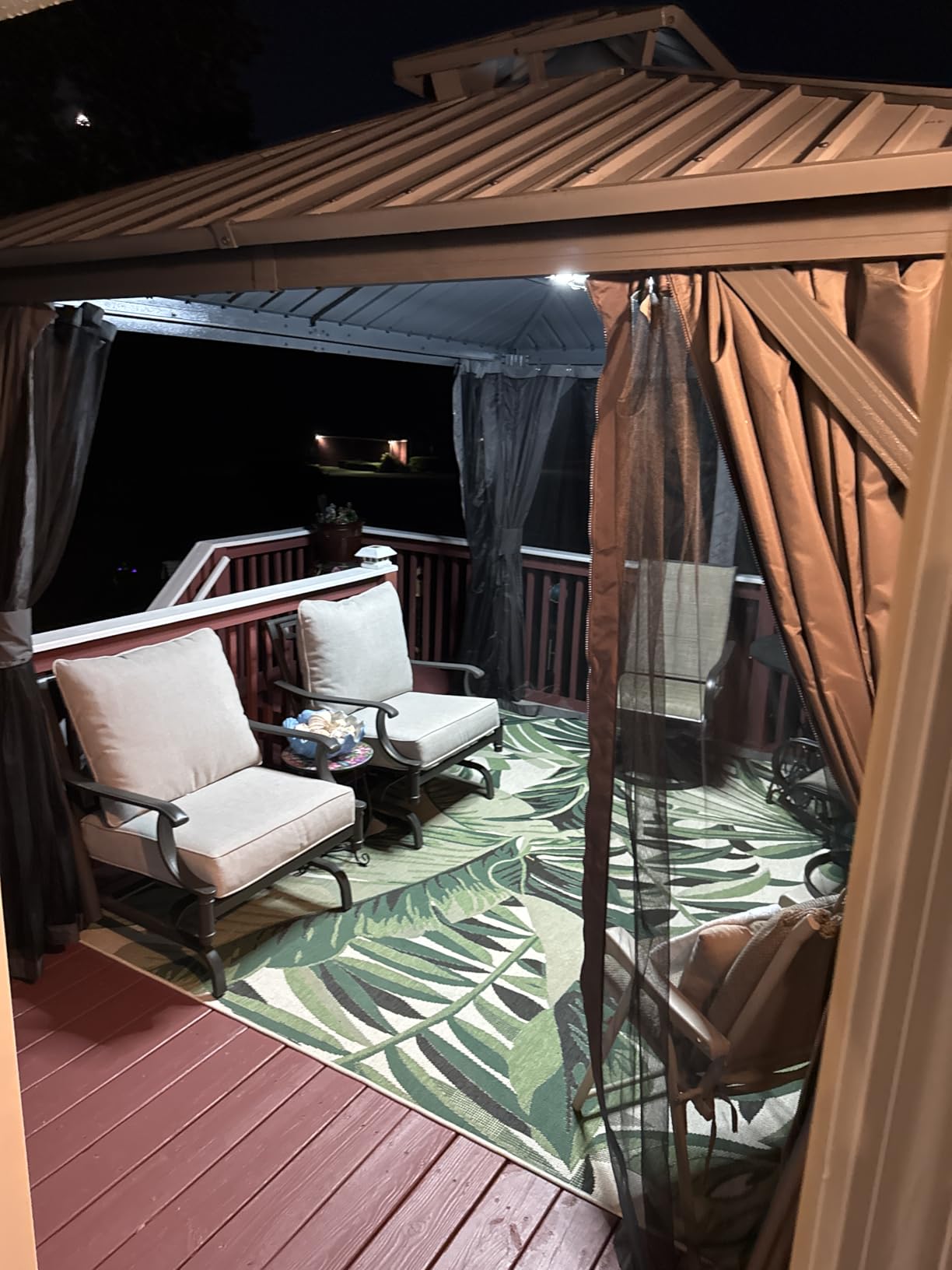 Domi 10' x 12' Hardtop Gazebo Permanent Metal Gazebo with Galvanized Steel Double Roof, Curtains and Netting for Patio, Backyard, Deck, Lawn, Gray customer photo 1