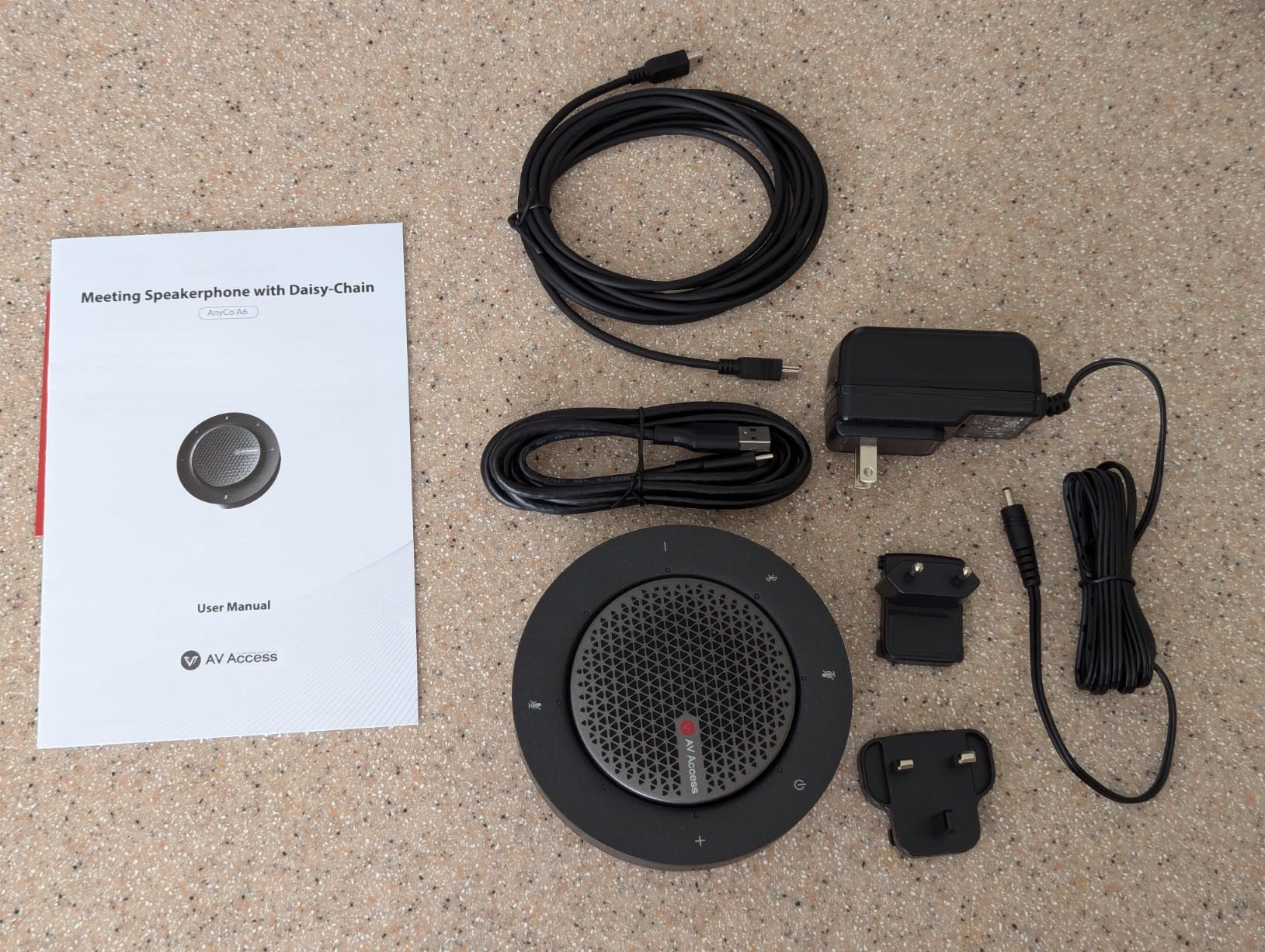Conference Speakerphone, Daisy Chain up to 9 Speakerphones for 50 People, USB & Bluetooth Speaker with 4 Mics AI Noise Cancellation 360° Voice Pickup for Zoom,Teams,Conference Call Large Meeting Room customer photo 2