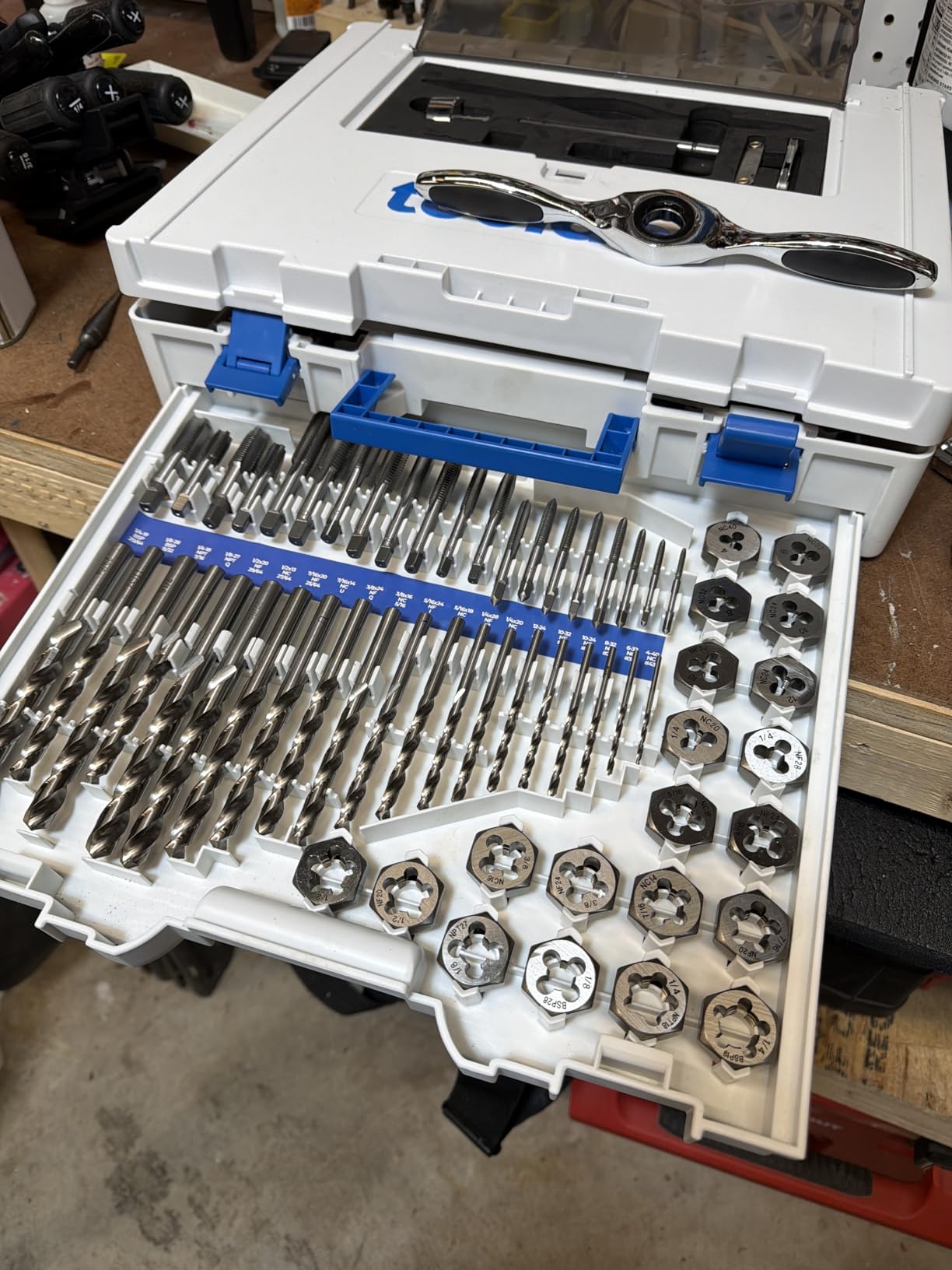 toolant 127 Piece Ratcheting Tap and Die Set, SAE/Metric with Assortment Drill Bit for Threading, Double-Layer Tool Box customer photo 2