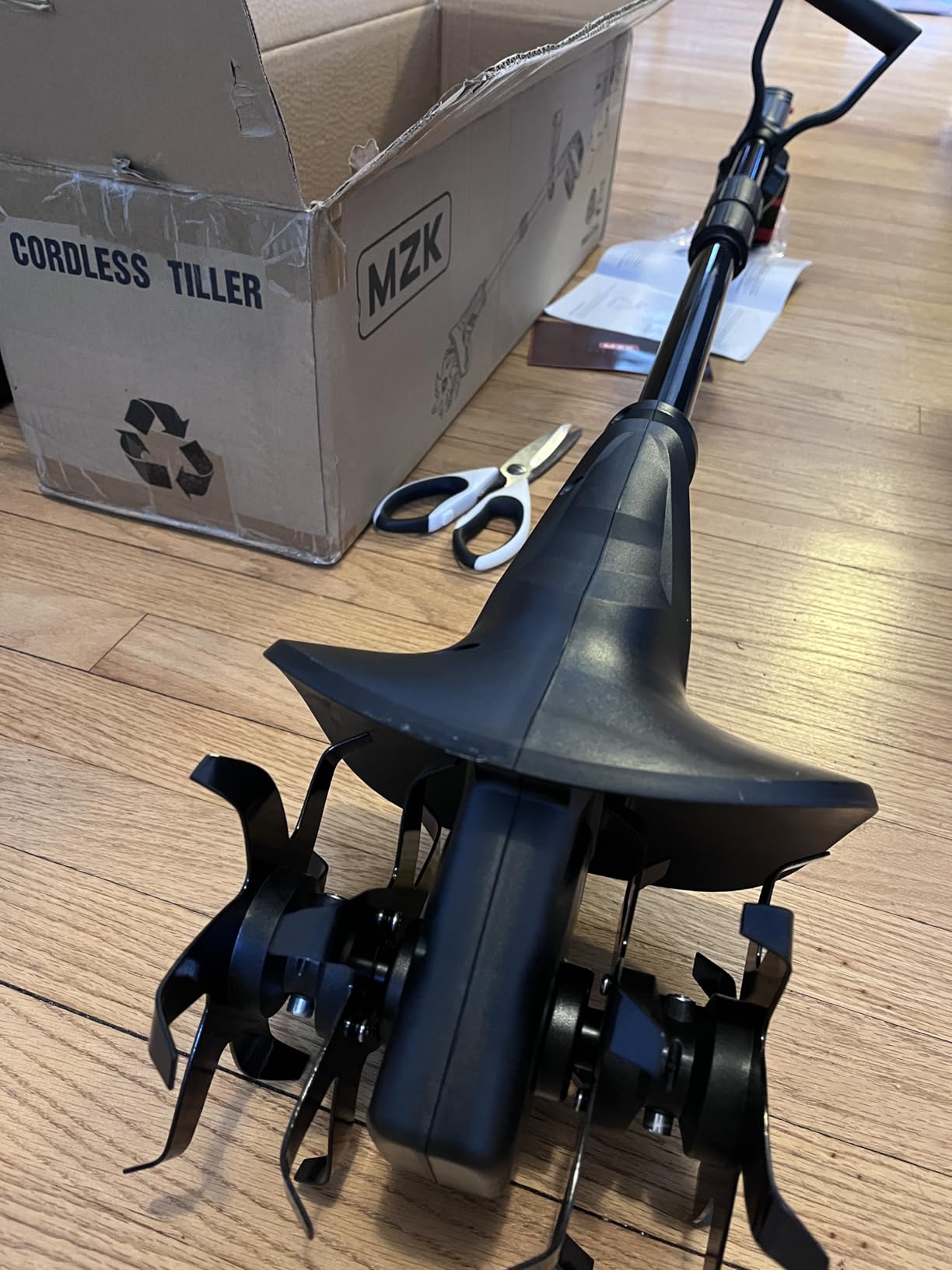 MZK 20V Cordless Tiller Cultivator with Steel Tines,8-inch Wide Battery Powered Garden Cultivator, 360RPM Electric Tiller for Lawn/Gardening/Soil Cultivation(2 * 2AH Battery&Charger Included),TC08D01 customer photo 1