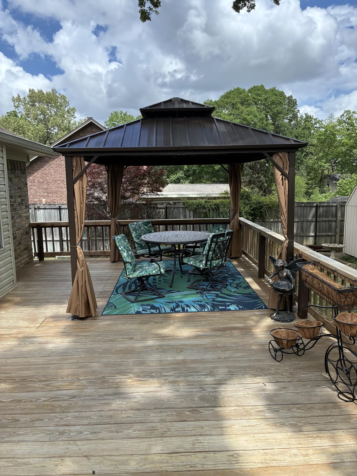 EROMMY 12' x 16' Hardtop Gazebo, Aluminum Frame Gazebos with Galvanized Steel Double Roof, Permanent Outdoor Metal Pavilion with Curtain and Netting customer photo 1