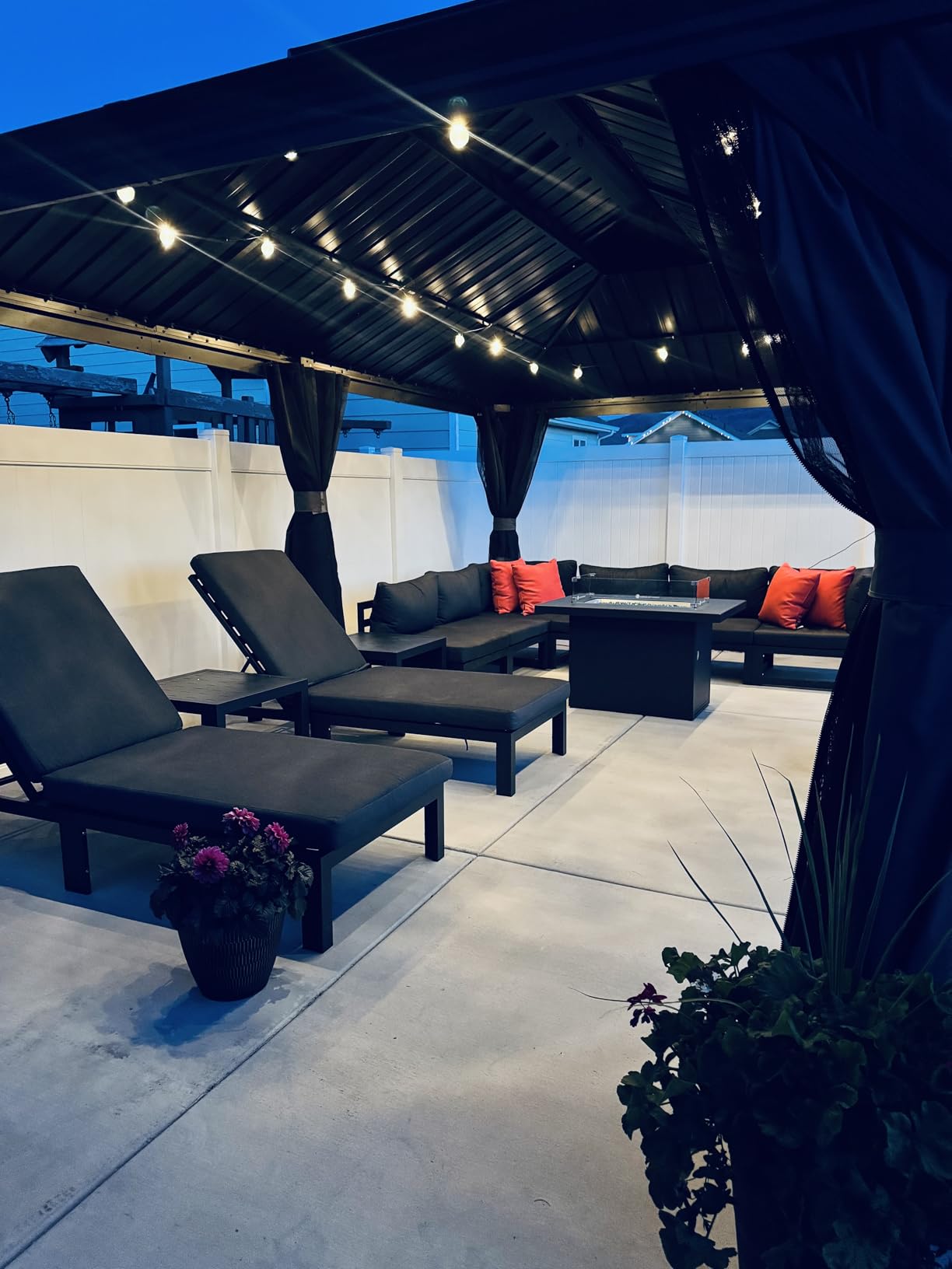 BULEXYARD 9 Piece Modern Aluminum Outdoor Patio Furniture Set with Fire Pit Table Propane/Gas, Large All-Weather Modular Sectional Couch, 29