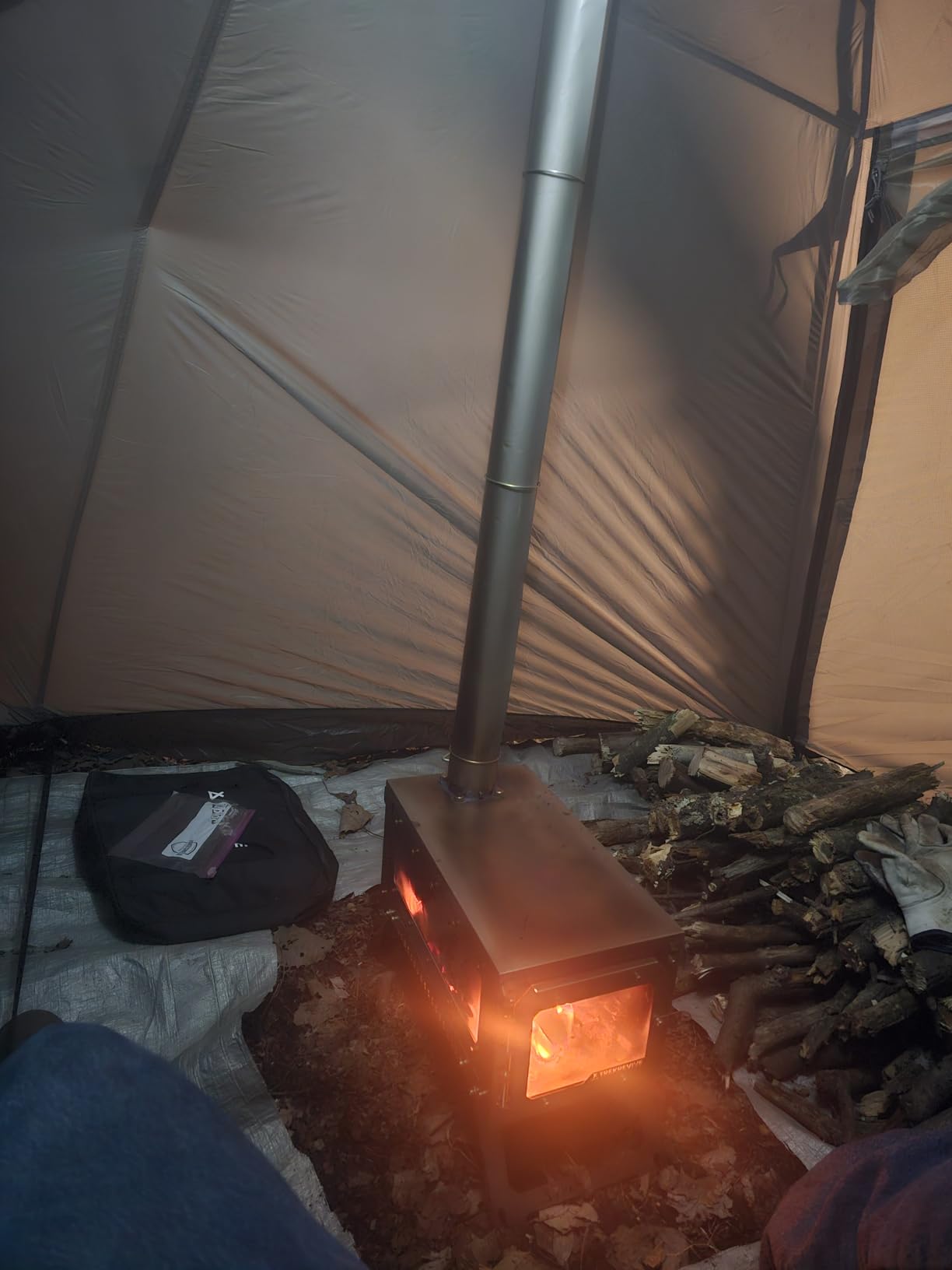 RIDGE Titanium Hot Tent Stove, Portable Folding Tent Wood Burning Stove with Secondary Air Intake, Ultralight Small Wood Stove customer photo 1
