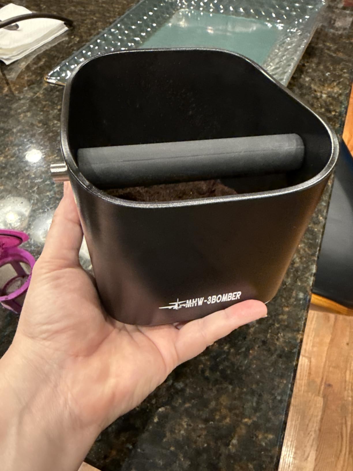 MHW-3BOMBER Espresso Knock Box, 1.2L Coffee Knock Box with Removable Knock Bar customer photo 2