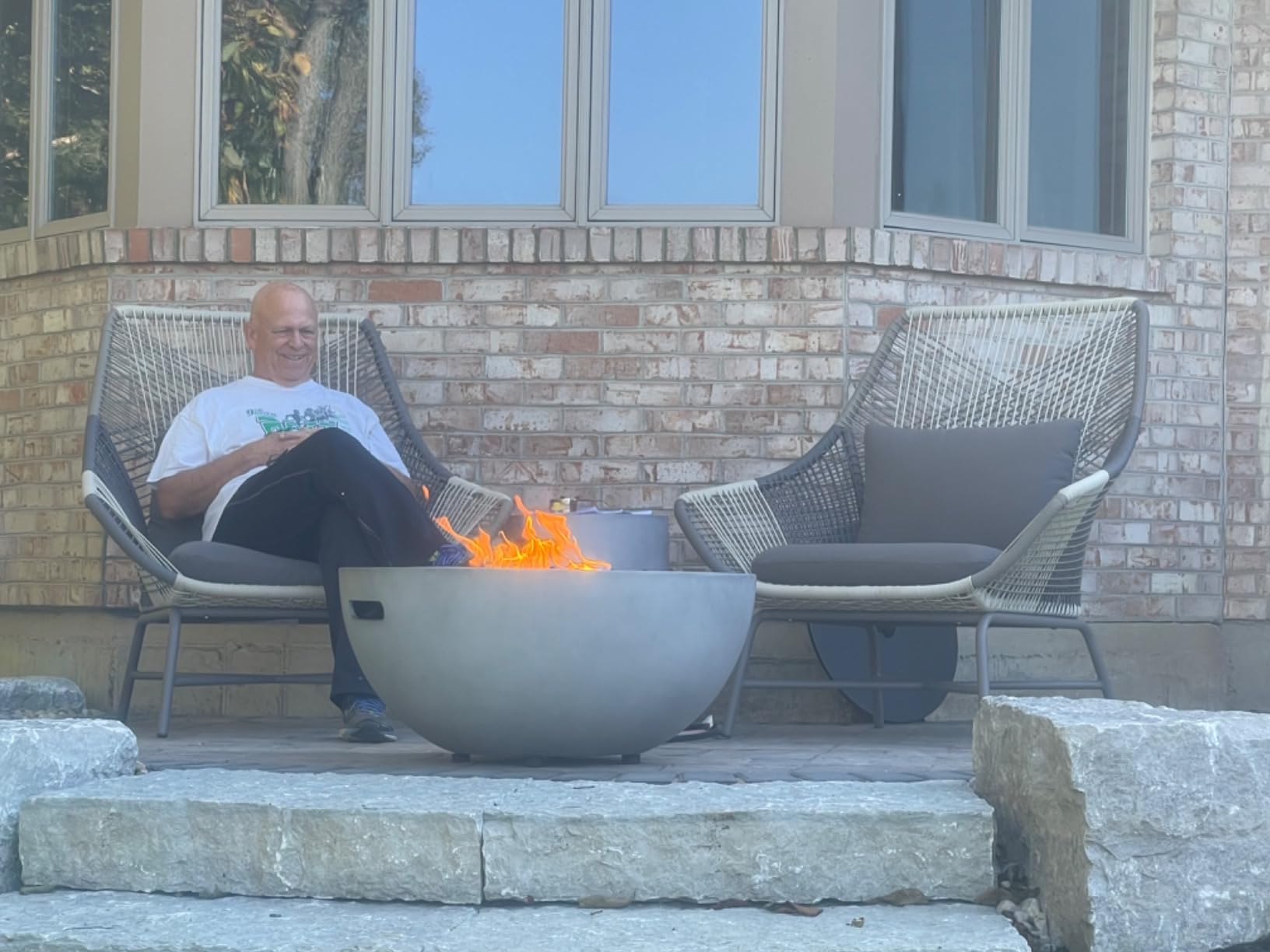 60-inch Fire Pit Table w/Tank Cover, 2-Piece Outdoor Propane/Natural Gas Firepit for Outside Patio, Included SUS201 Rectangle Burner, Auto-Ignition, Metal Lid, Rain Cover (50,000 BTU, Grey) customer photo 3