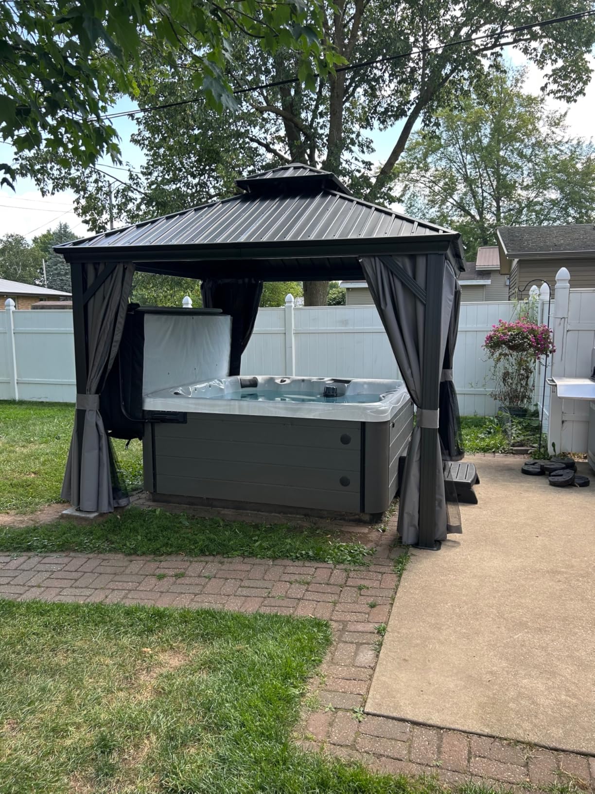 Kozyard Caesar 10'x12' Hardtop Gazebo - Permanent Metal Pavilion with Netting and Shaded Curtains for Patio, Backyard, and Deck customer photo 1