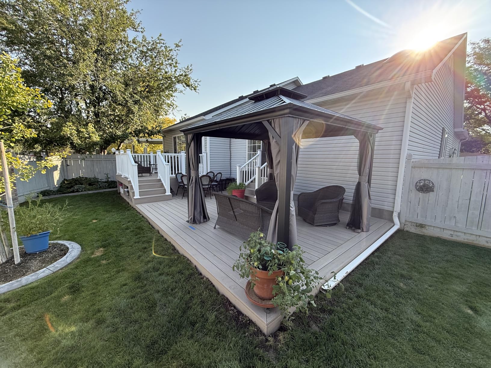 Kozyard Caesar 10'x12' Hardtop Gazebo - Permanent Metal Pavilion with Netting and Shaded Curtains for Patio, Backyard, and Deck customer photo 2