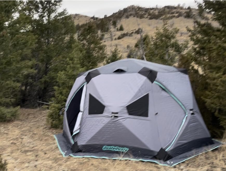 QualyQualy Ice Fishing Tent Insulated, 6 Sided Fishing Shelter for 6-7 Person, 74 Square Feet Pop-Up Ice Shanty Shack, Winter Windproof Hut Snow Hub with Carrying Bag customer photo 1