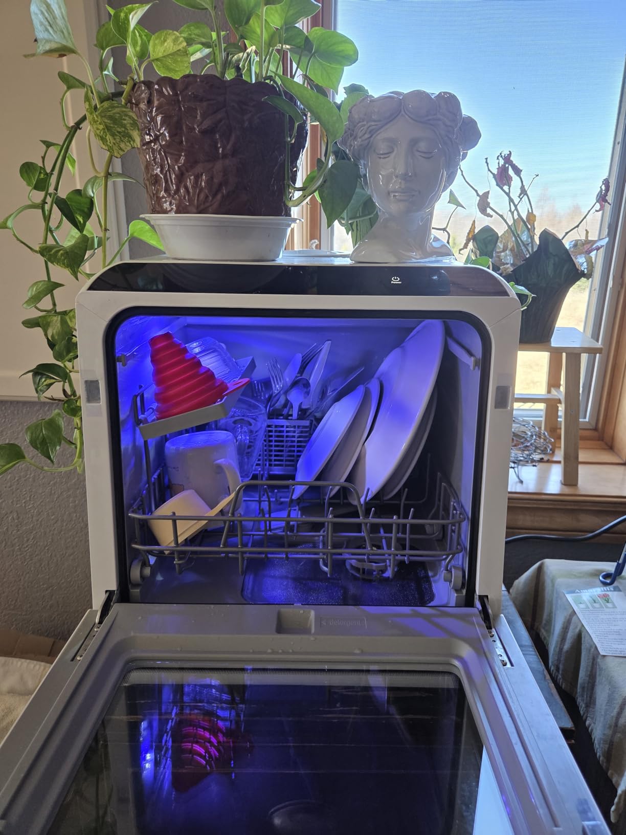 EUHOMY 6 Programs Countertop Dishwasher, Portable Dishwasher with 5L Built-in Water Tank & Inlet Hose, Mini Dishwasher for Apartments and RVs, High-Temp & Air-Dry Function, No Hookup Needed, Black customer photo 1