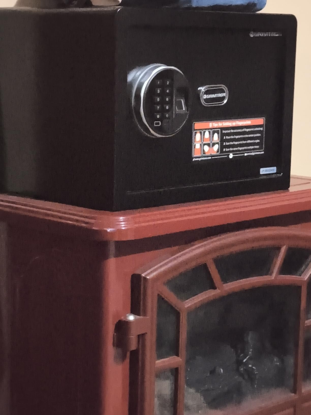 Grimtron 35 LB Smart Biometric Safe Fingerprint Lock Box with Silent Mode, Backlit Keypad and LED Light (19.69