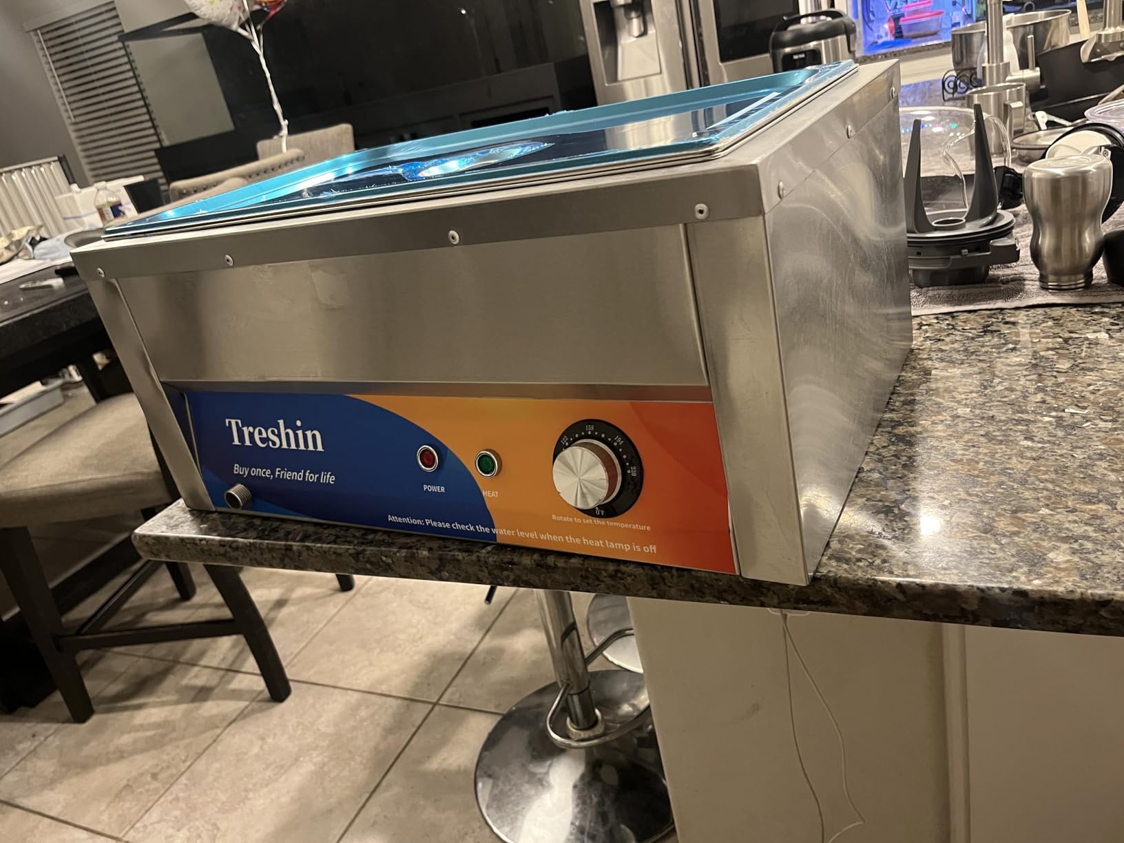 Treshin 3 Pan Commercial Food Warmer 21 Qt Capacity 1200W Stainless Steel Electrical Bain Marie Buffet Food Warmer Steam Table with Temperature Control & Lid for Home, Party, Catering, Restaurants customer photo 2