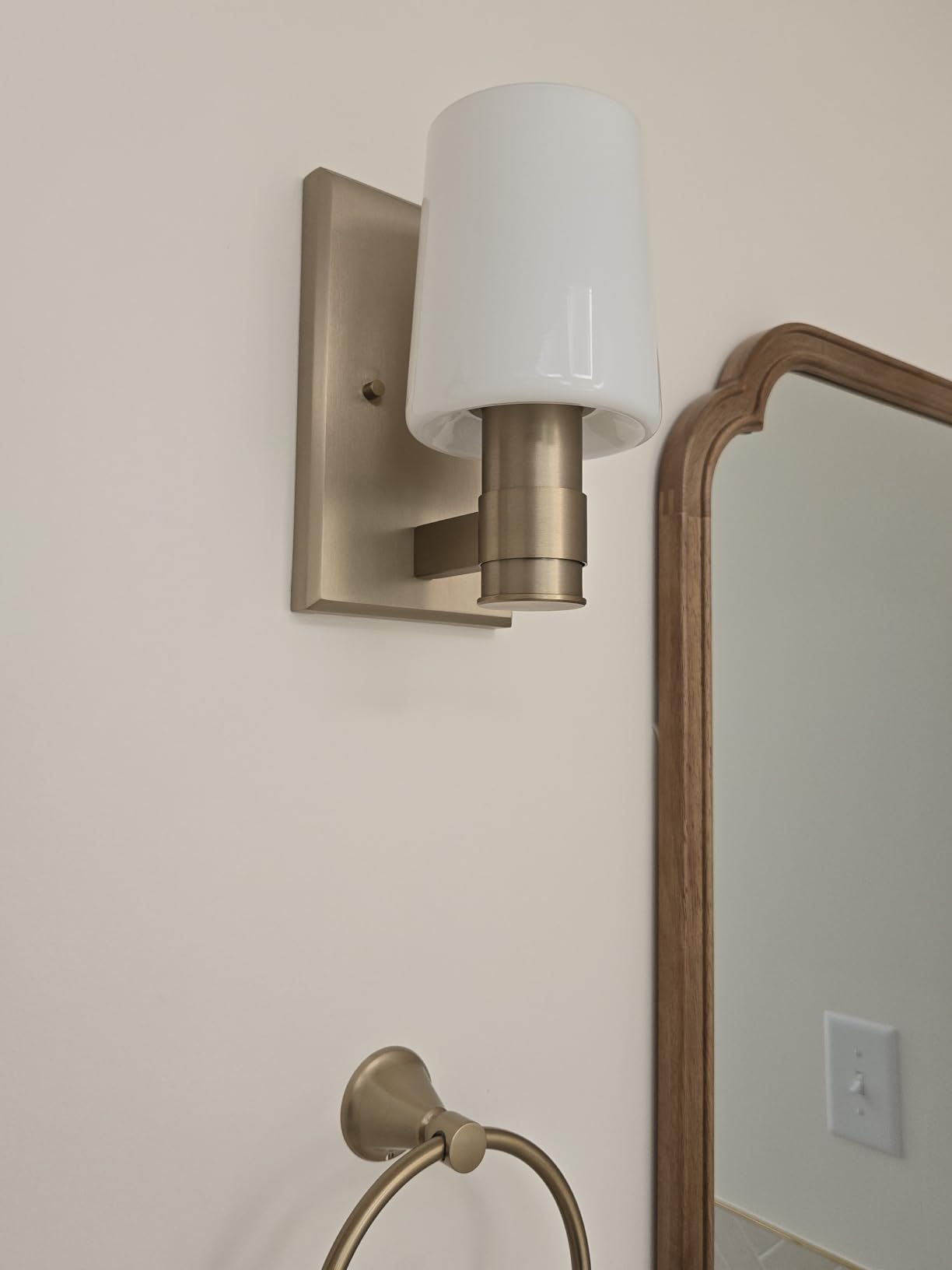 Kichler Adani 3-Light Vanity Light Fixture, Modern Bathroom Vanity Lighting with Opal Glass in Champagne Bronze for Bathroom or Powder Room Wall Mount (8.25
