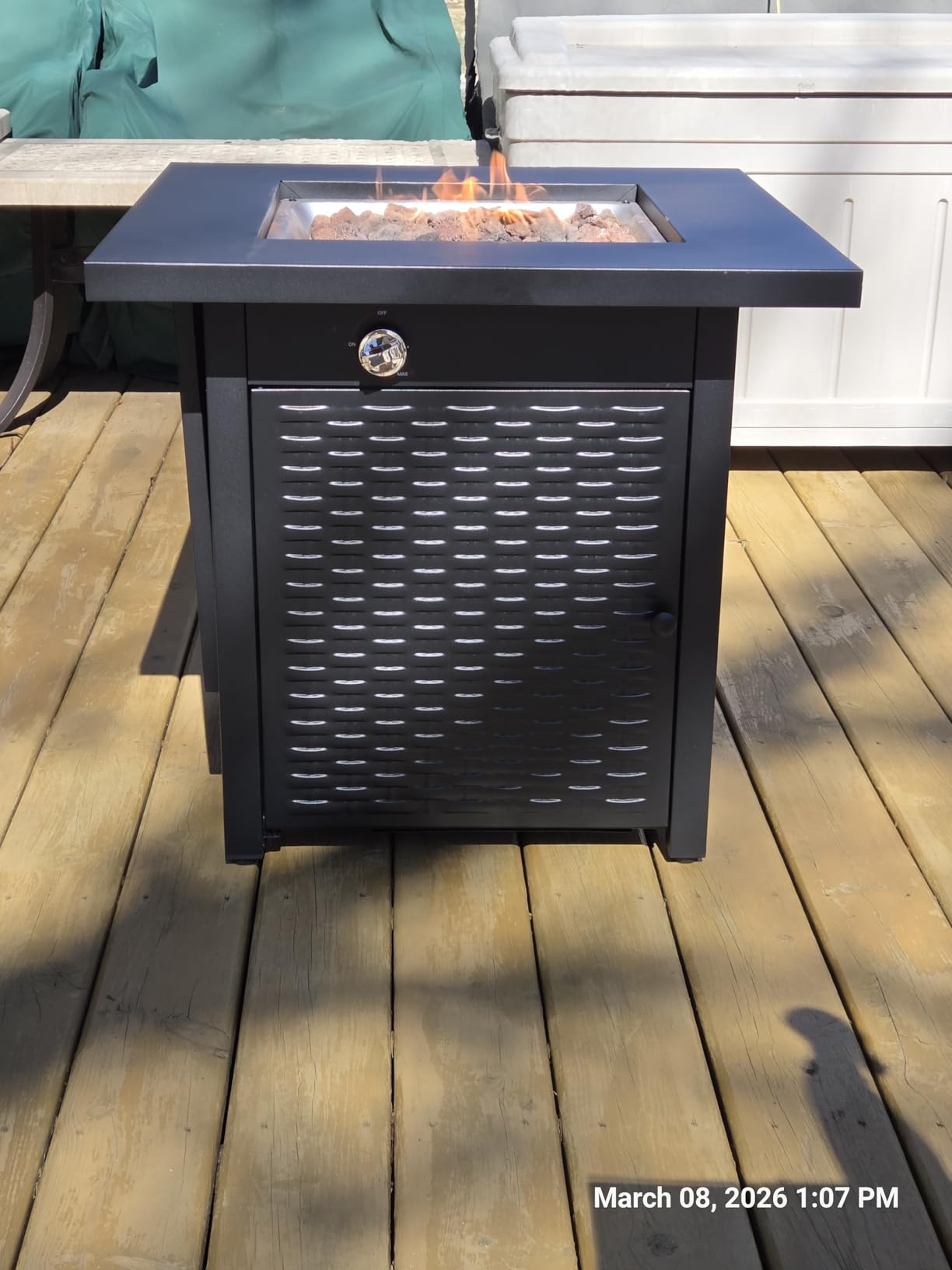 Ciays 28Inch Propane Fire Pit Table, 50,000 BTU Outdoor Gas Fire Pit Table CSA-Certified for Outside Patio with Removable Lid and Lava Rocks, Add Warmth and Ambience to Parties, Backyard, Garden customer photo 2