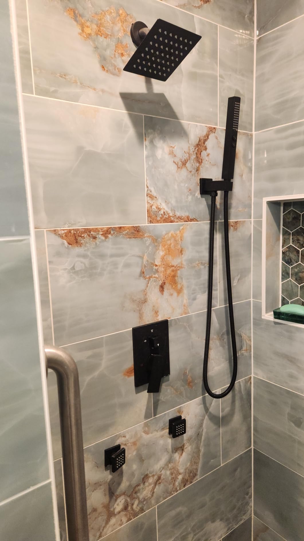 Brushed Gold Shower System with Body Jets, Bostingner 12