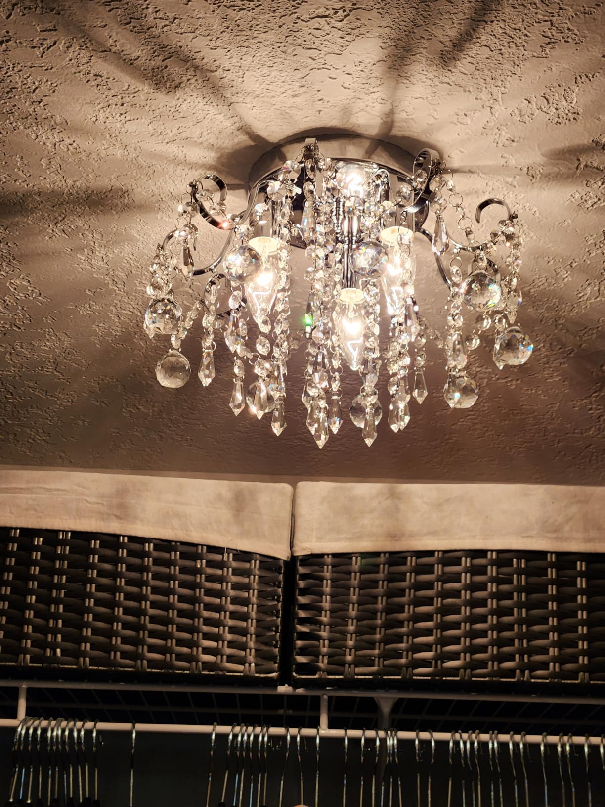 Q&S Crystal Chandelier for Dining Room, Modern Black Crystal Pendant Light, 6 Lights for Kitchen Island Entryway Bathroom Office Bar UL Listed customer photo 1