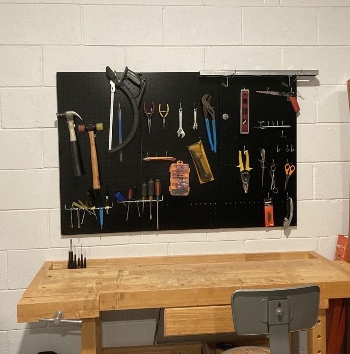 VIVO Steel Wall Mounted 48 x 32 inch Pegboard (3 Panels), Office Accessory Organizer, Horizontal or Vertical Magnetic Peg Board, Black, PP-WM48B customer photo 1