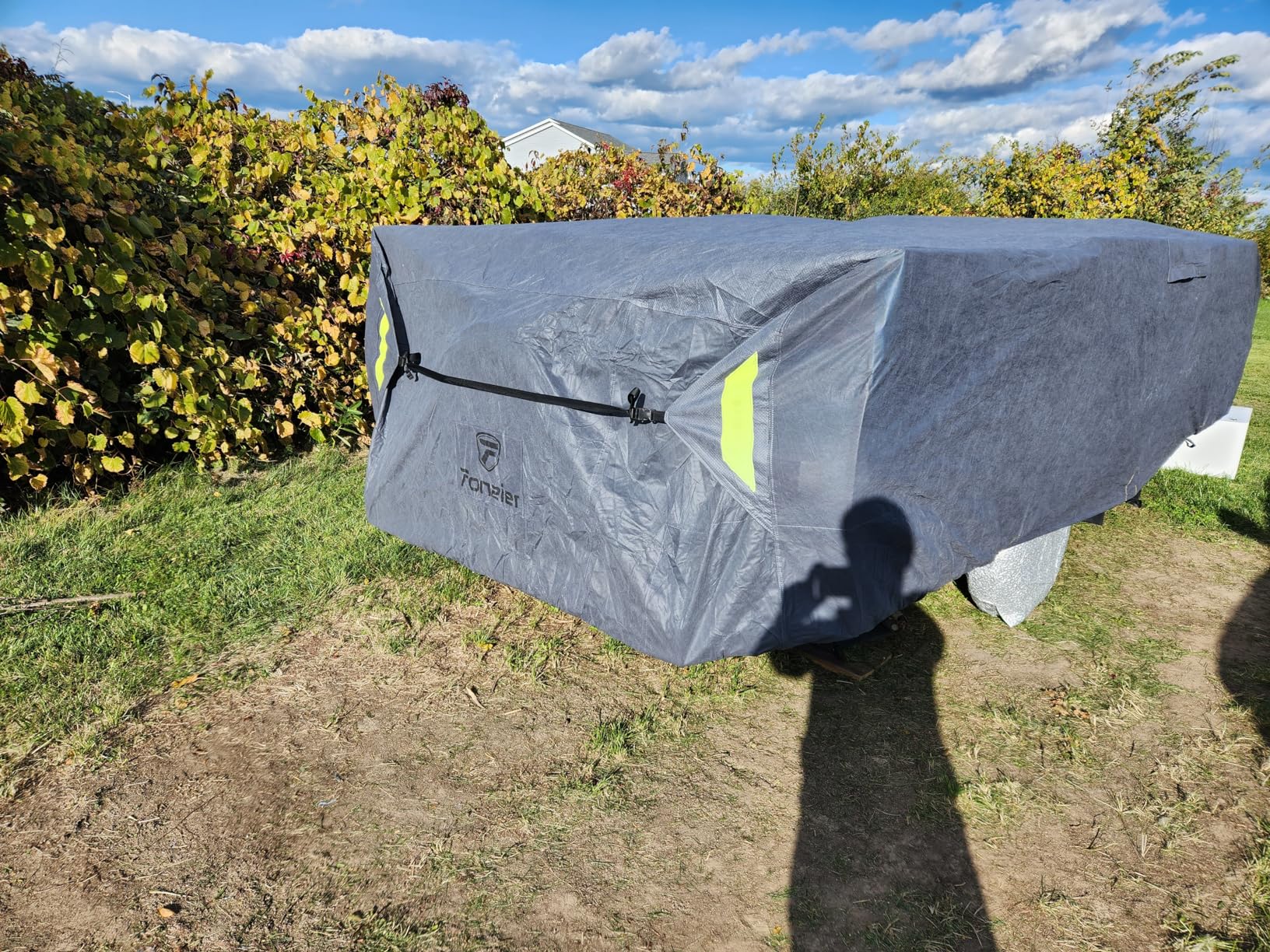 Fonzier Class A RV Cover 31-34ft, 7 Layer Top Heavy Duty Camper Cover, Extra-Thick Waterproof Windproof Anti-UV Rip-Stop Class A Motorhome Cover with 2Pcs Extra Straps, 6 Gutter Covers & 4 Tire Covers customer photo 1