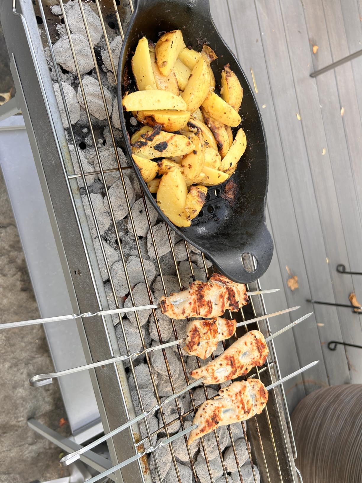 Portable Charcoal Grills, Stainless Steel BBQ Grill with Foldable Stand Adjustable Air Vents, Kebab Skewer BBQ Barbecue Grill Kit for Garden Backyard Party Picnic Travel Outdoor Use (31.6x7.1inch) customer photo 1