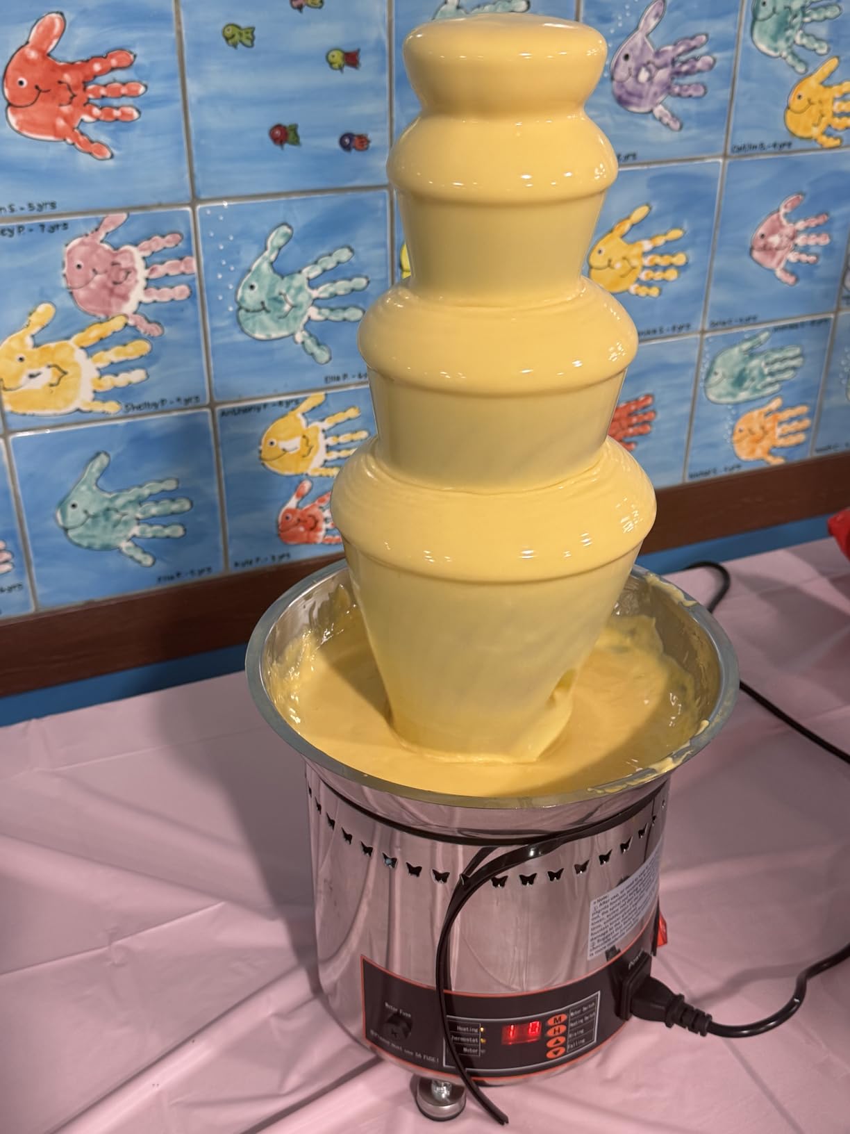 INTBUYING Chocolate Fountain, 4 Tier Electric Chocolate Fountain Machine, Stainless Steel Hot Fountain Machine, 110V for Melting Heating Chocolate, Cheese, Dipping Strawberries, Vegetables customer photo 1