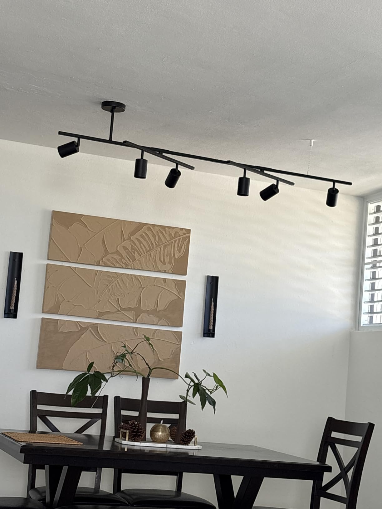 JAYMP Minimalist Linear Pendant Light Dimmable LED Modern Chandelier Dining Room Island Light Restaurant Cafe Bar Office Hanging Lamp Black 57