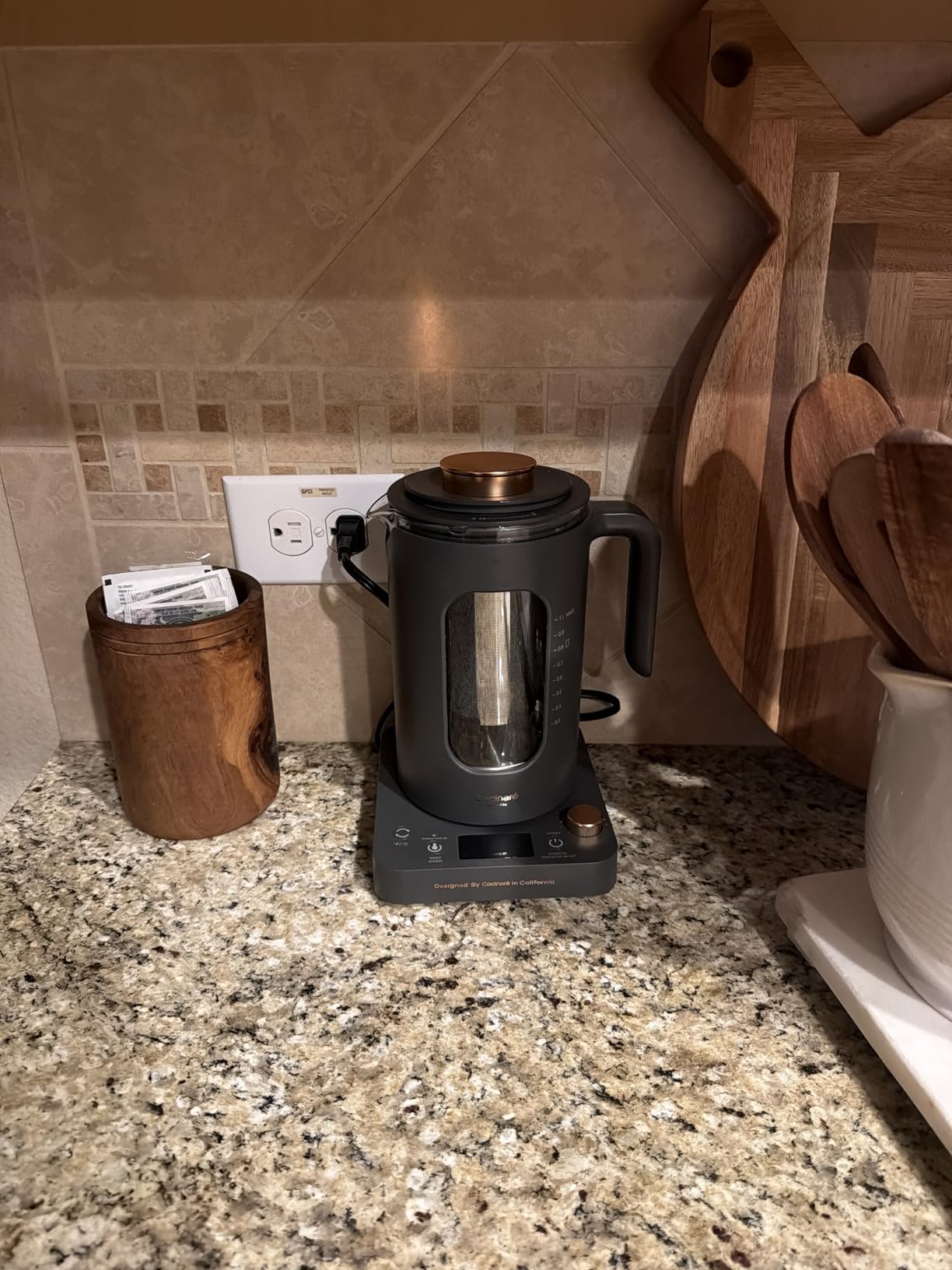 Electric Tea Kettle, INTASTING Glass Electric Kettle with tea Infuser and Precise knob temperature control, 1200W Fast Heating, BPA-Free, Easy to Clean, 1 Liter customer photo 1